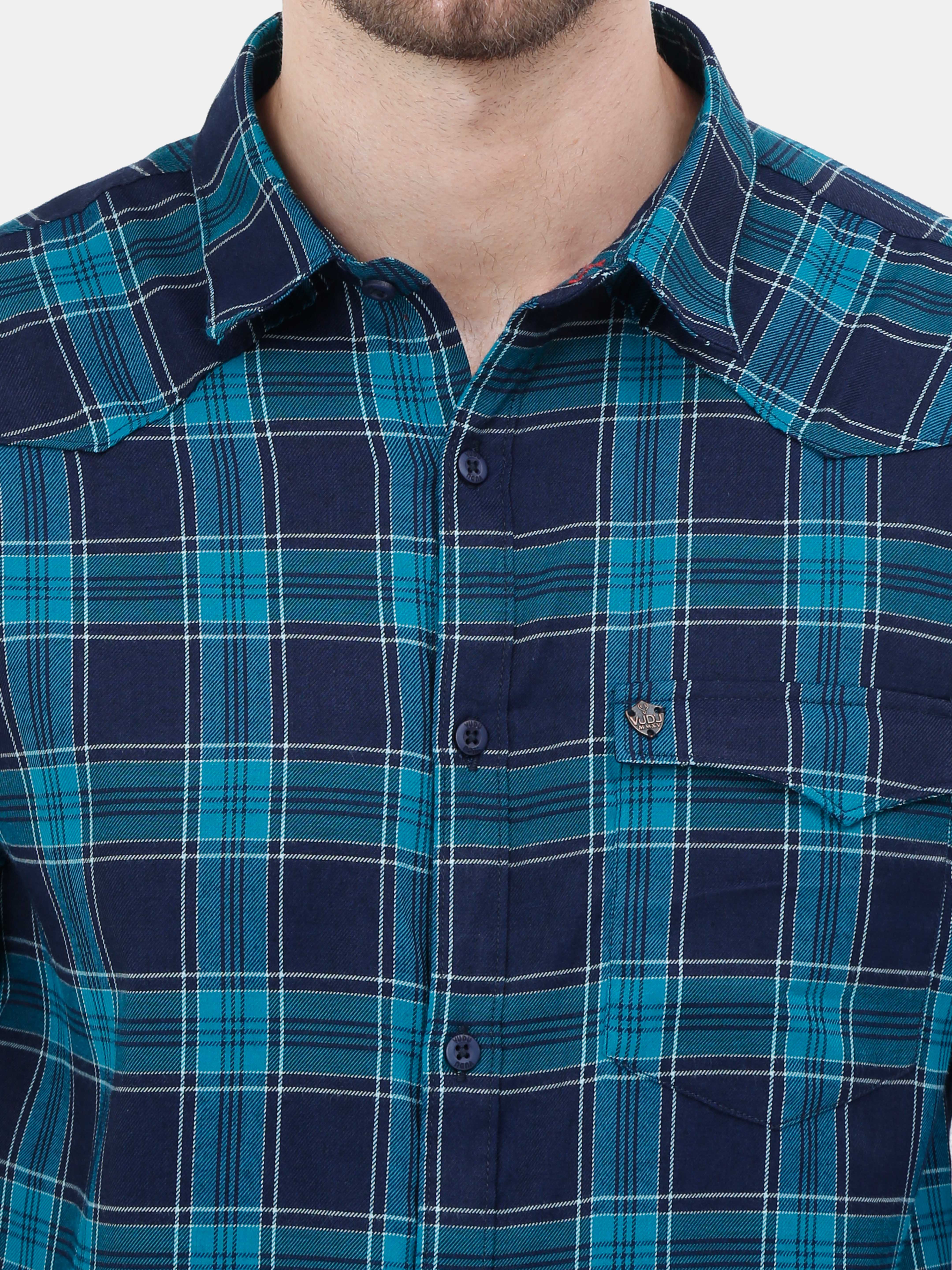 VUDU Indigo & Green Check Shirt