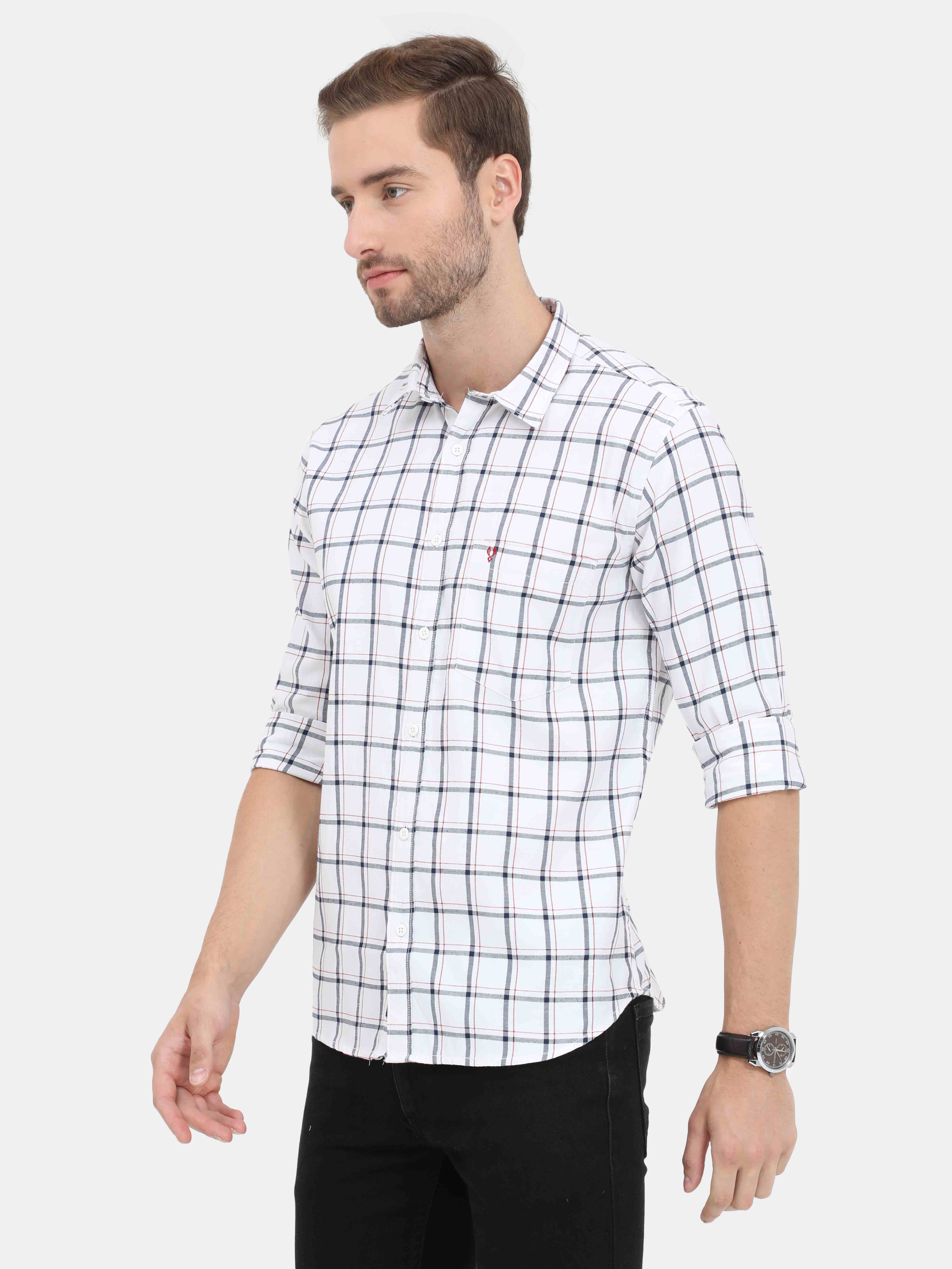 VUDU Subtle White & Black Checks with Red Accents
