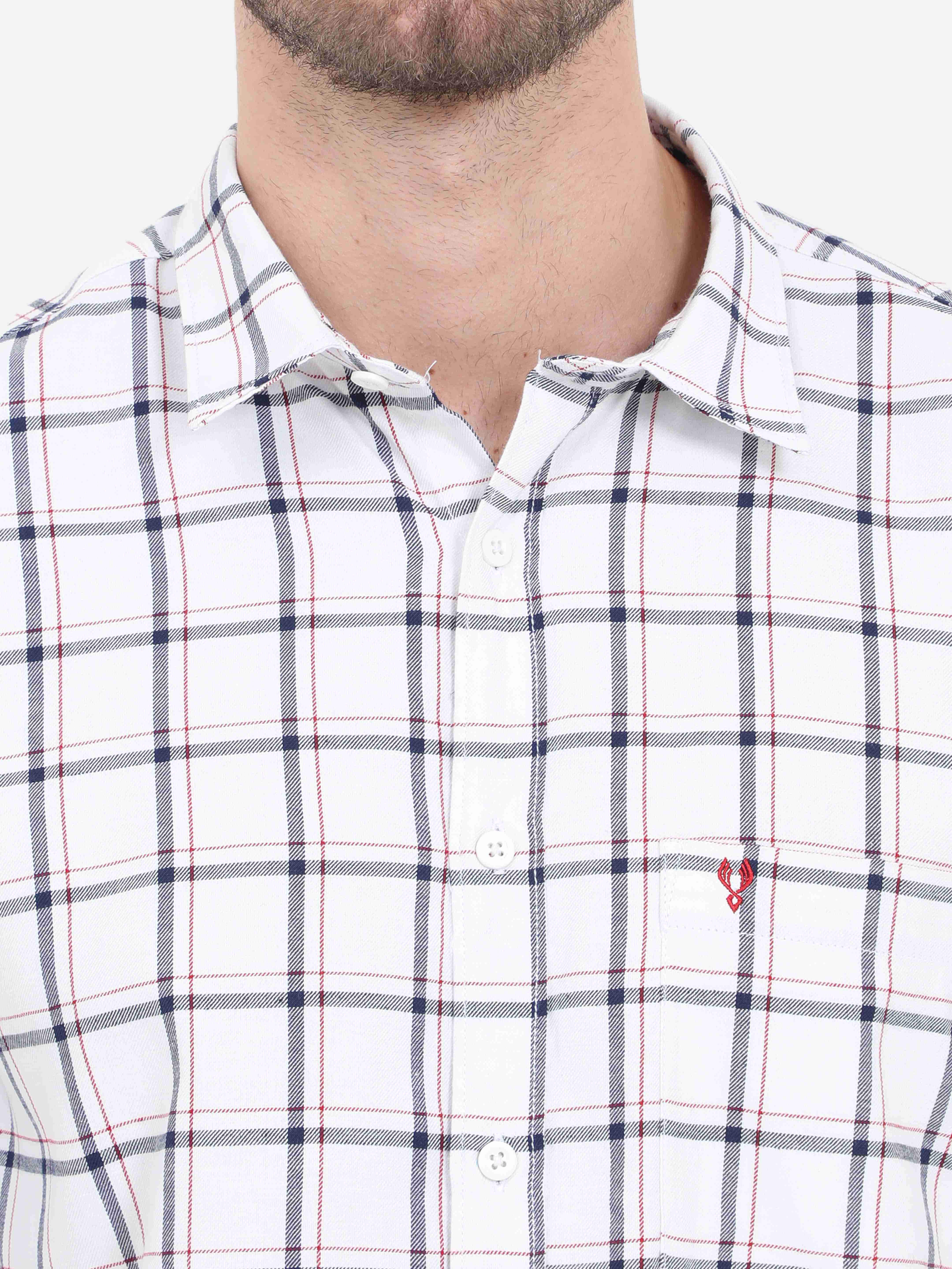 VUDU Subtle White & Black Checks with Red Accents