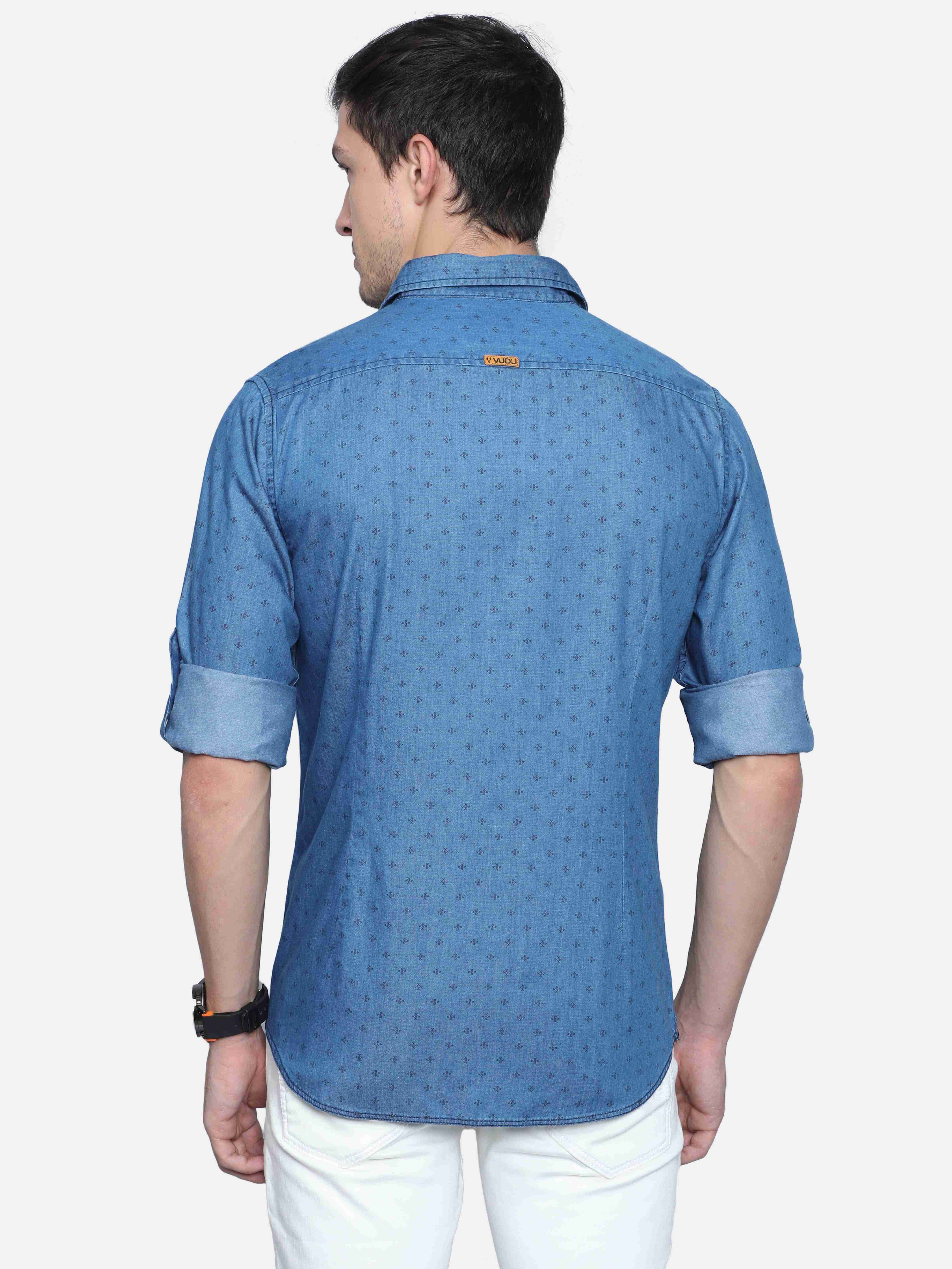 VUDU Denim Micro Print Shirt