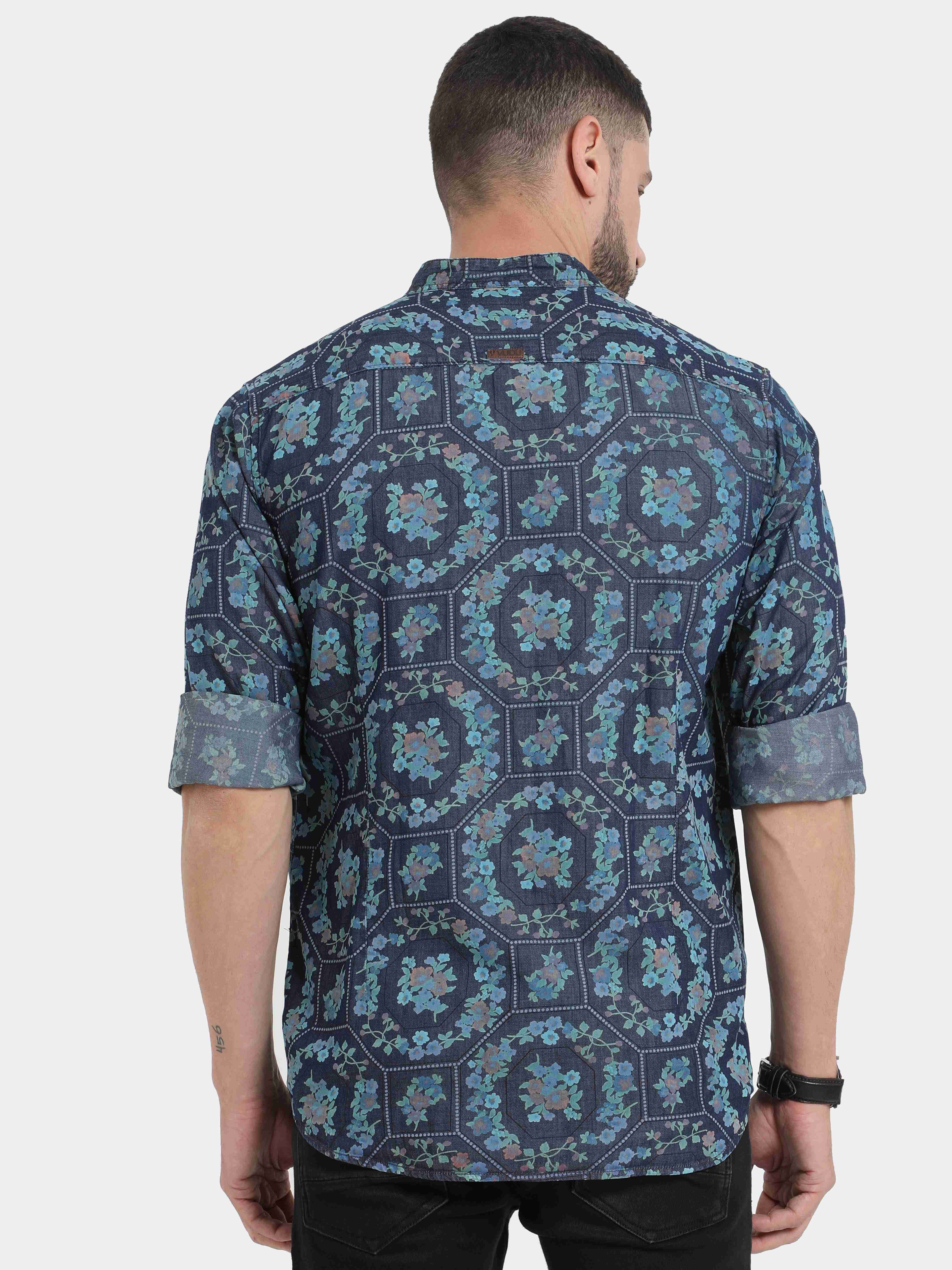 Printed Denim Mosaic Shirt