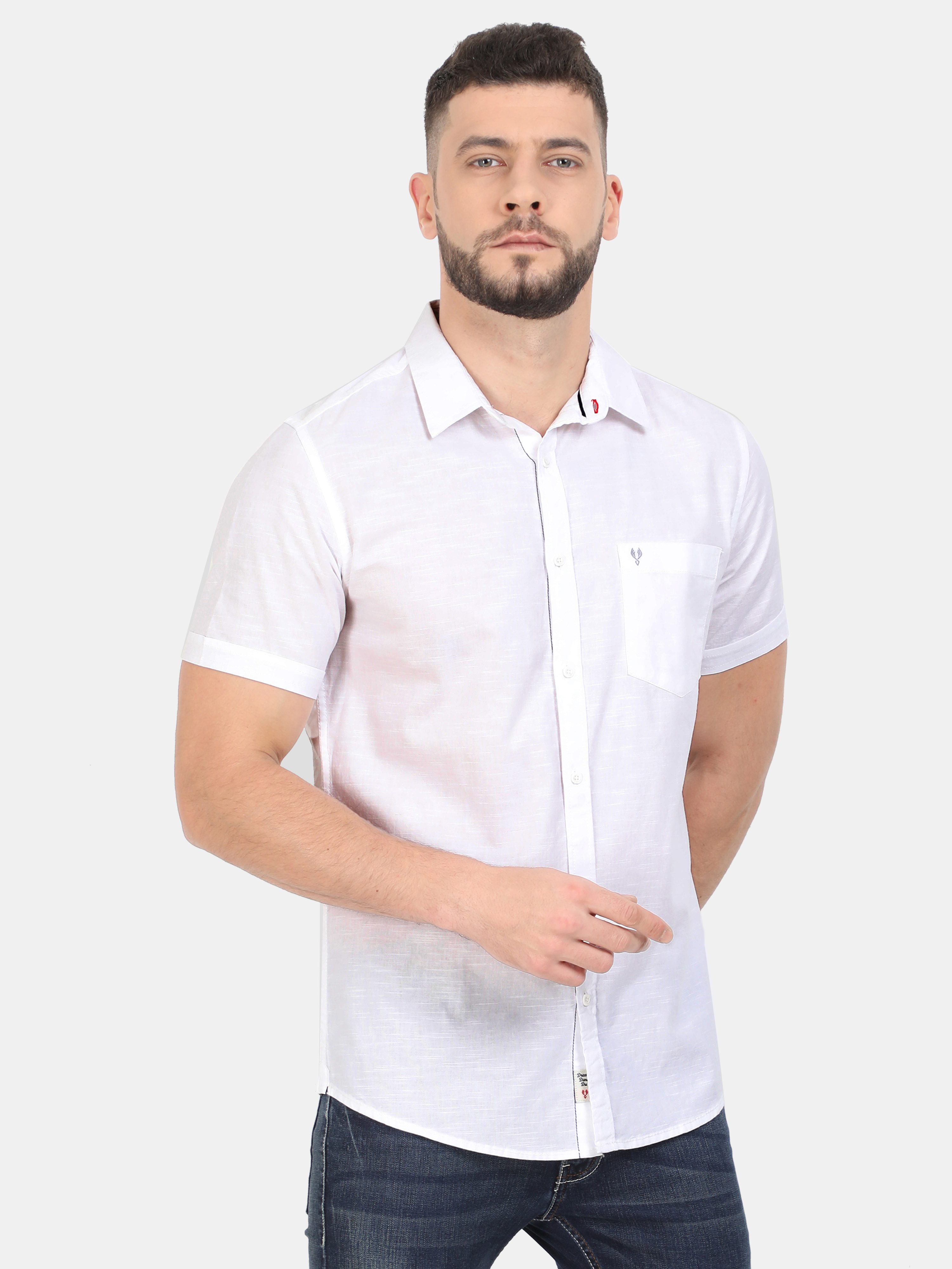 Vudu White Half Sleeve Shirt