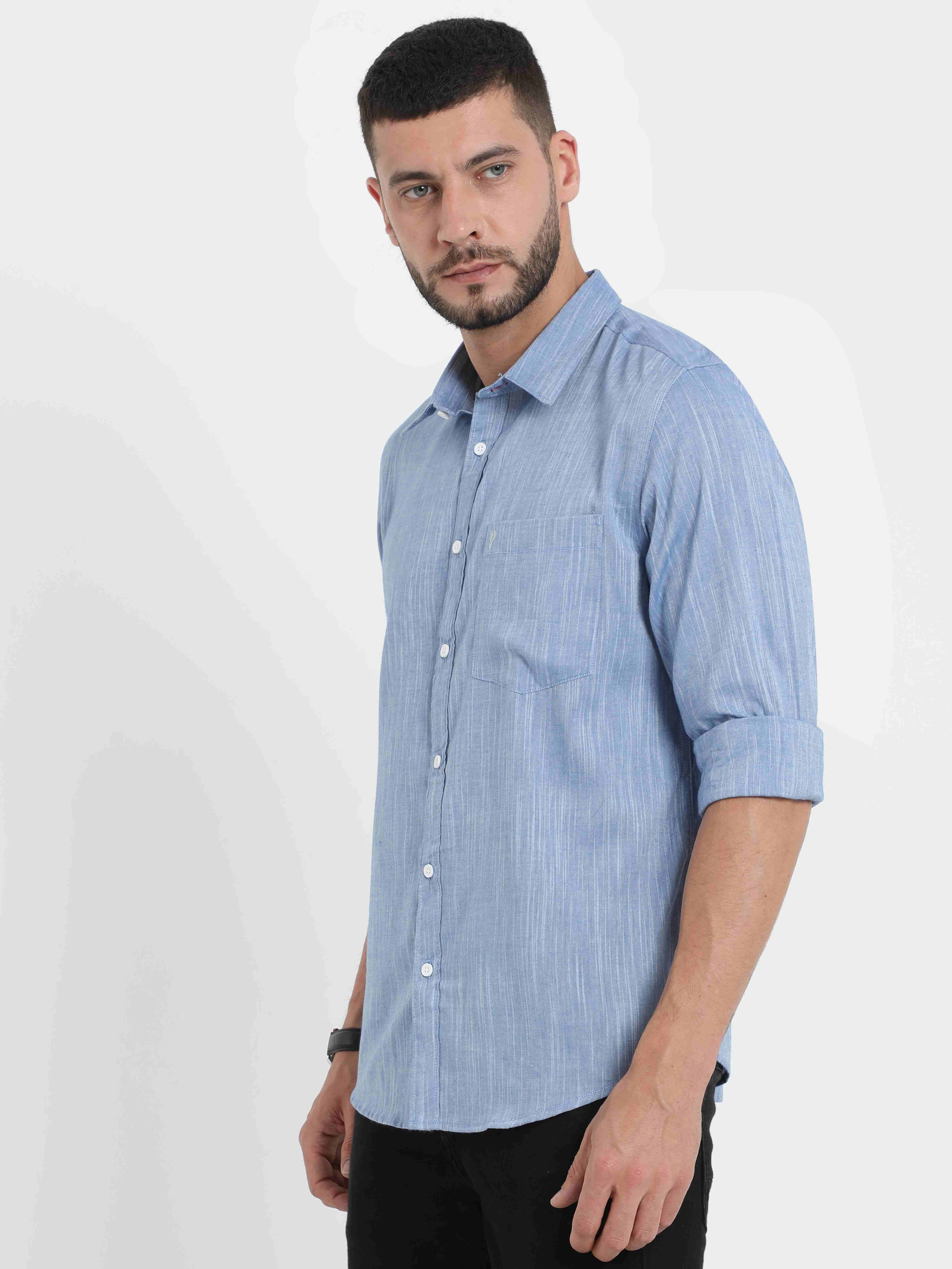 Textured Sky Blue Shirt