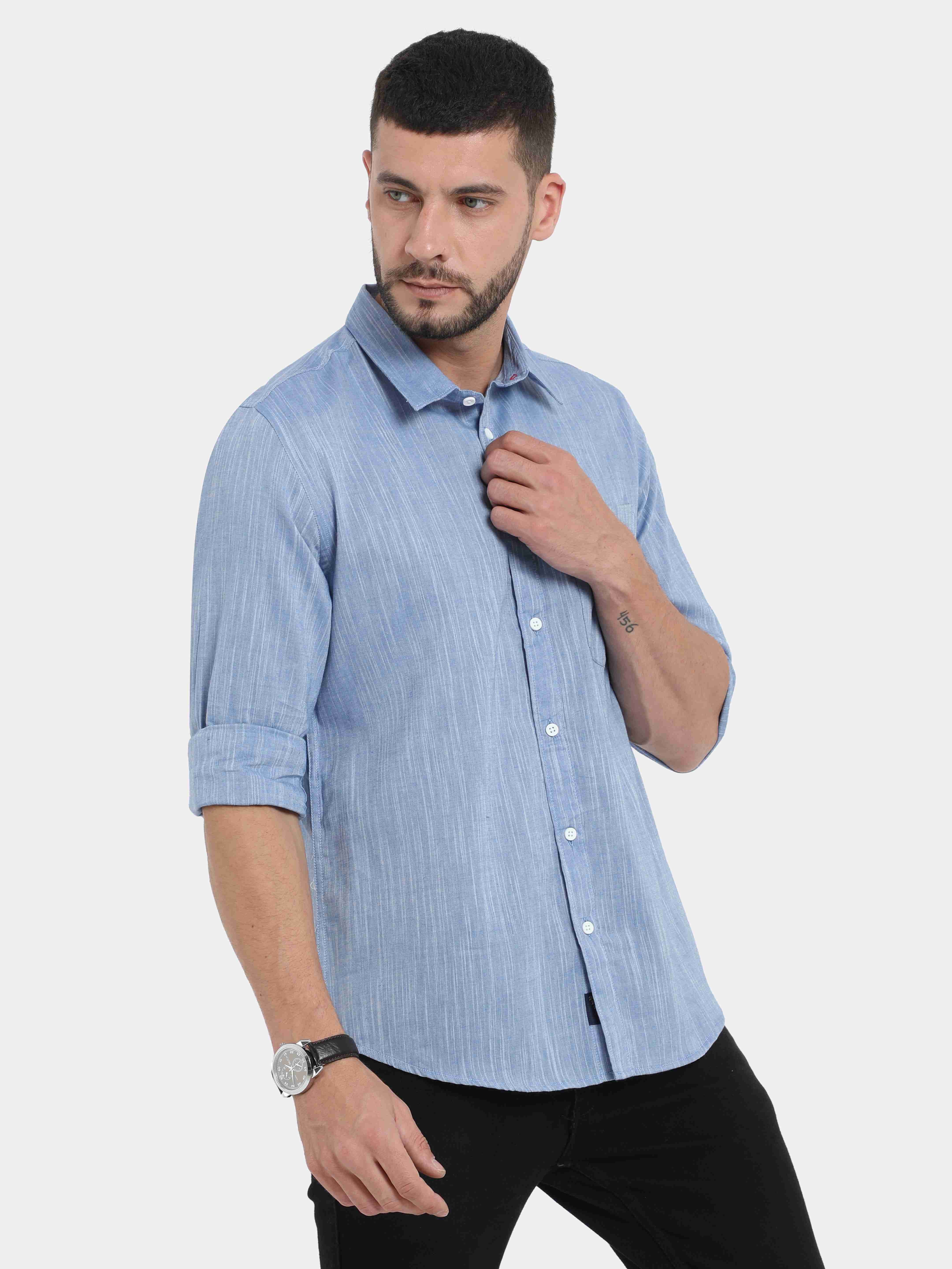 Textured Sky Blue Shirt