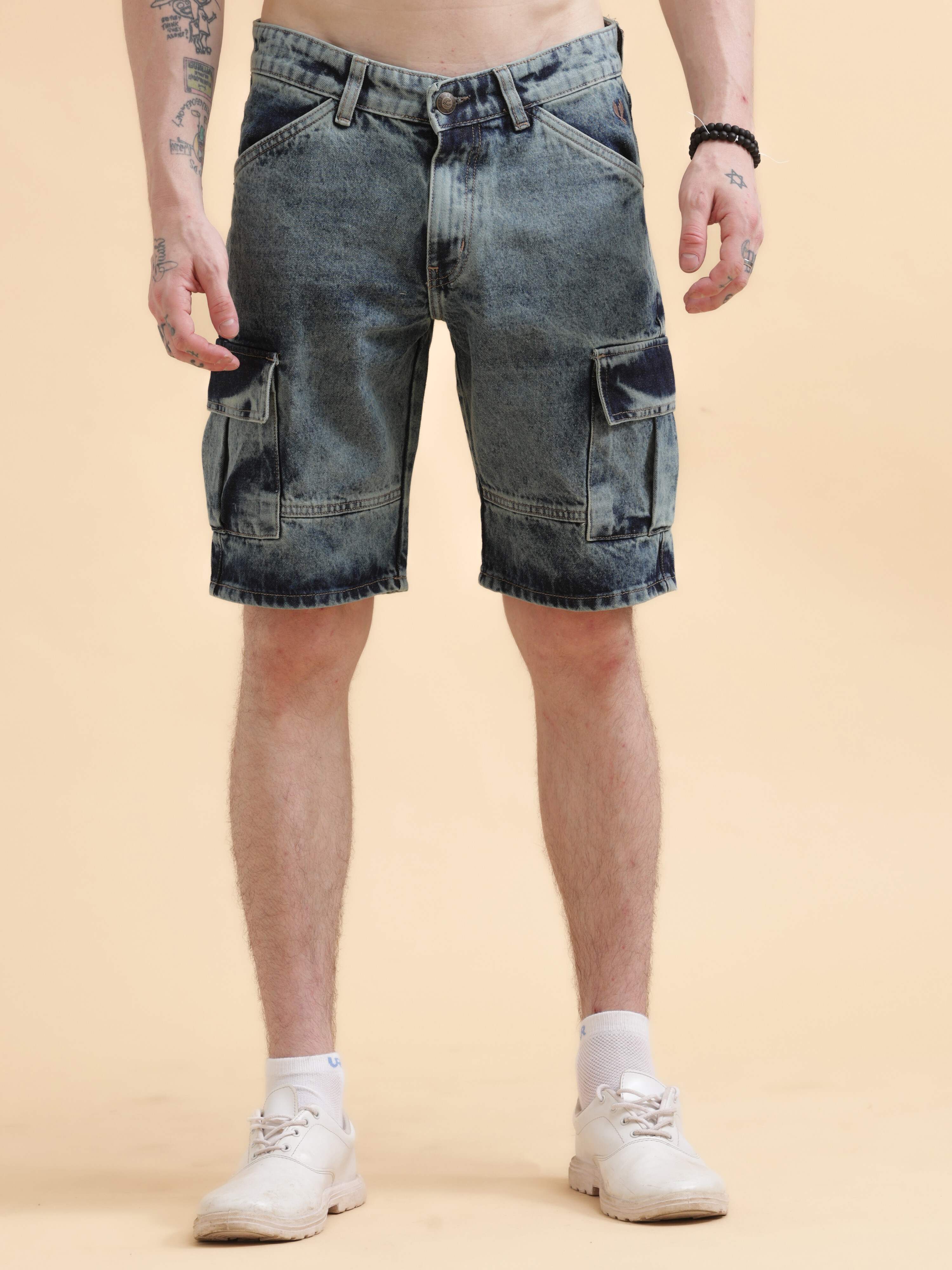 Acid Wash Cargo Shorts