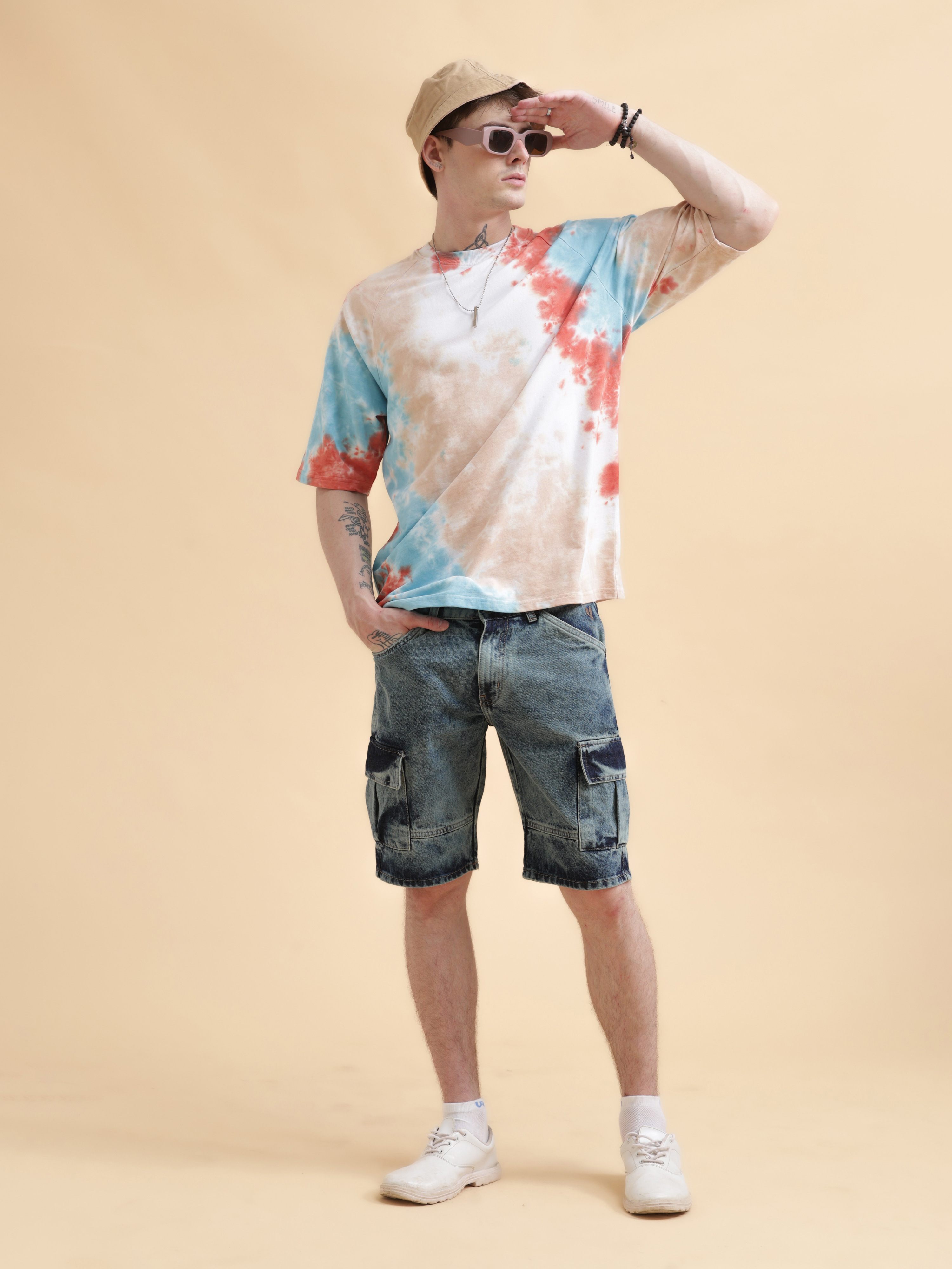 Acid Wash Cargo Shorts