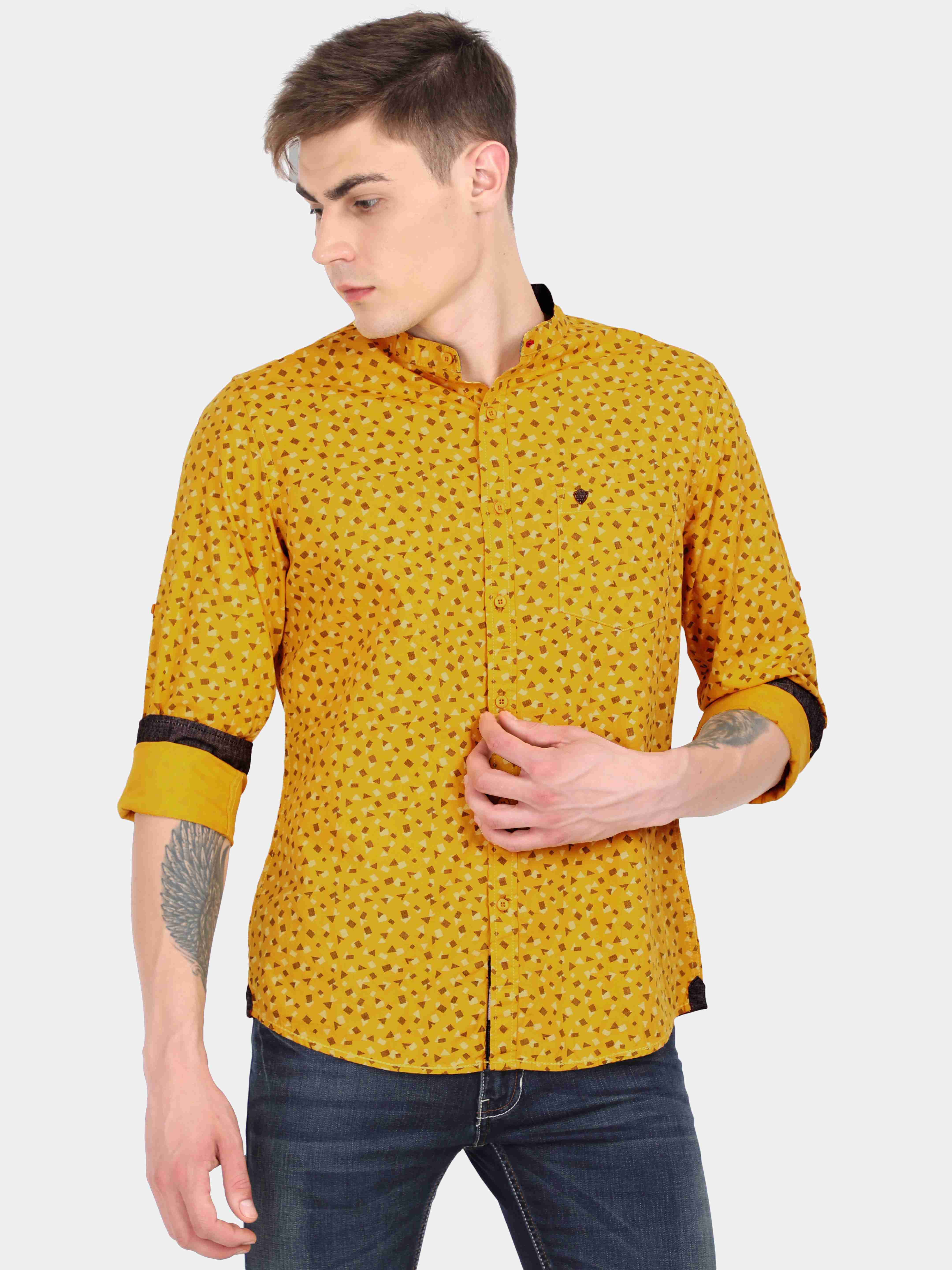 Yellow Abstract Print Shirt