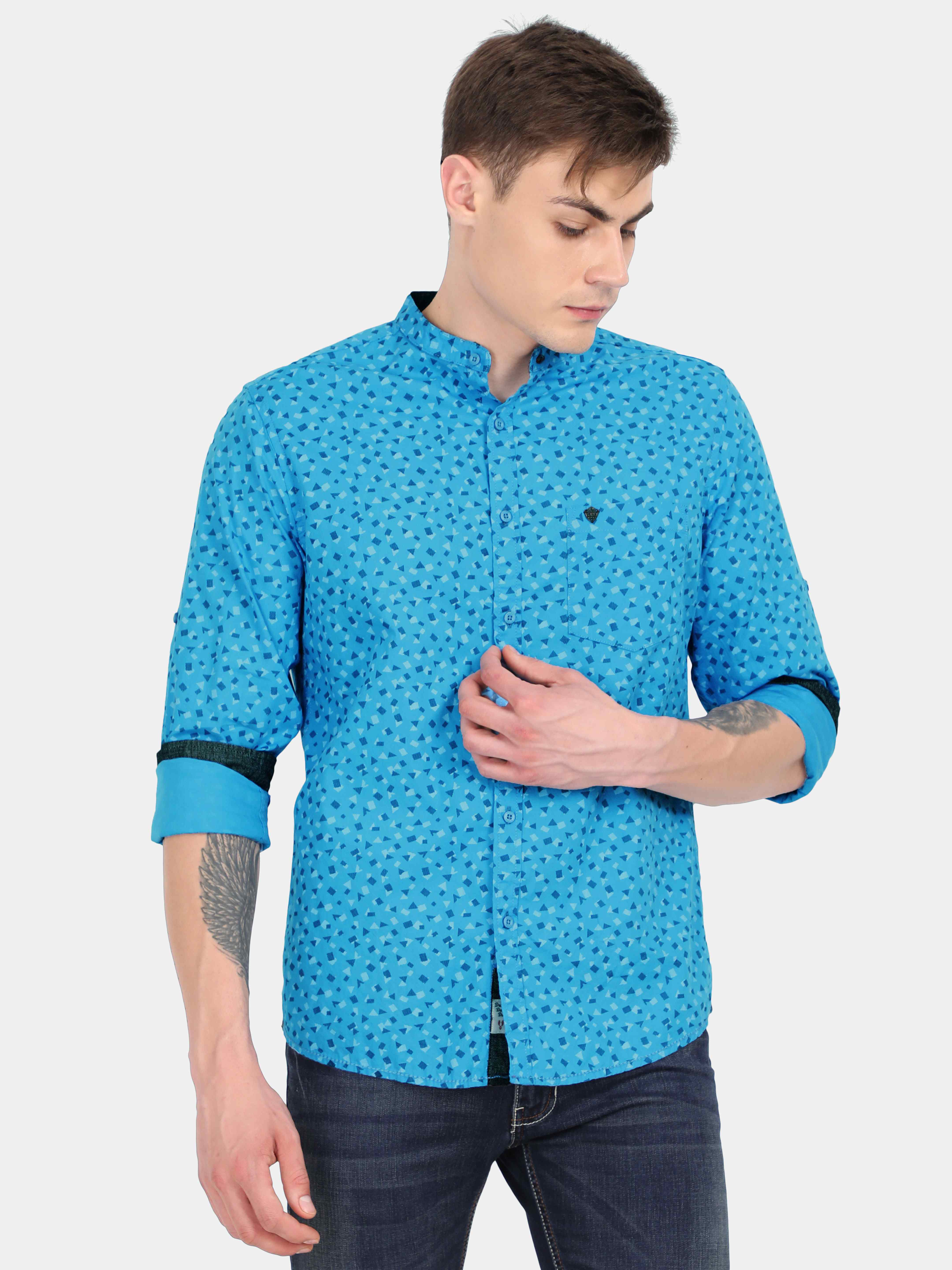 Blue Abstract Print Shirt