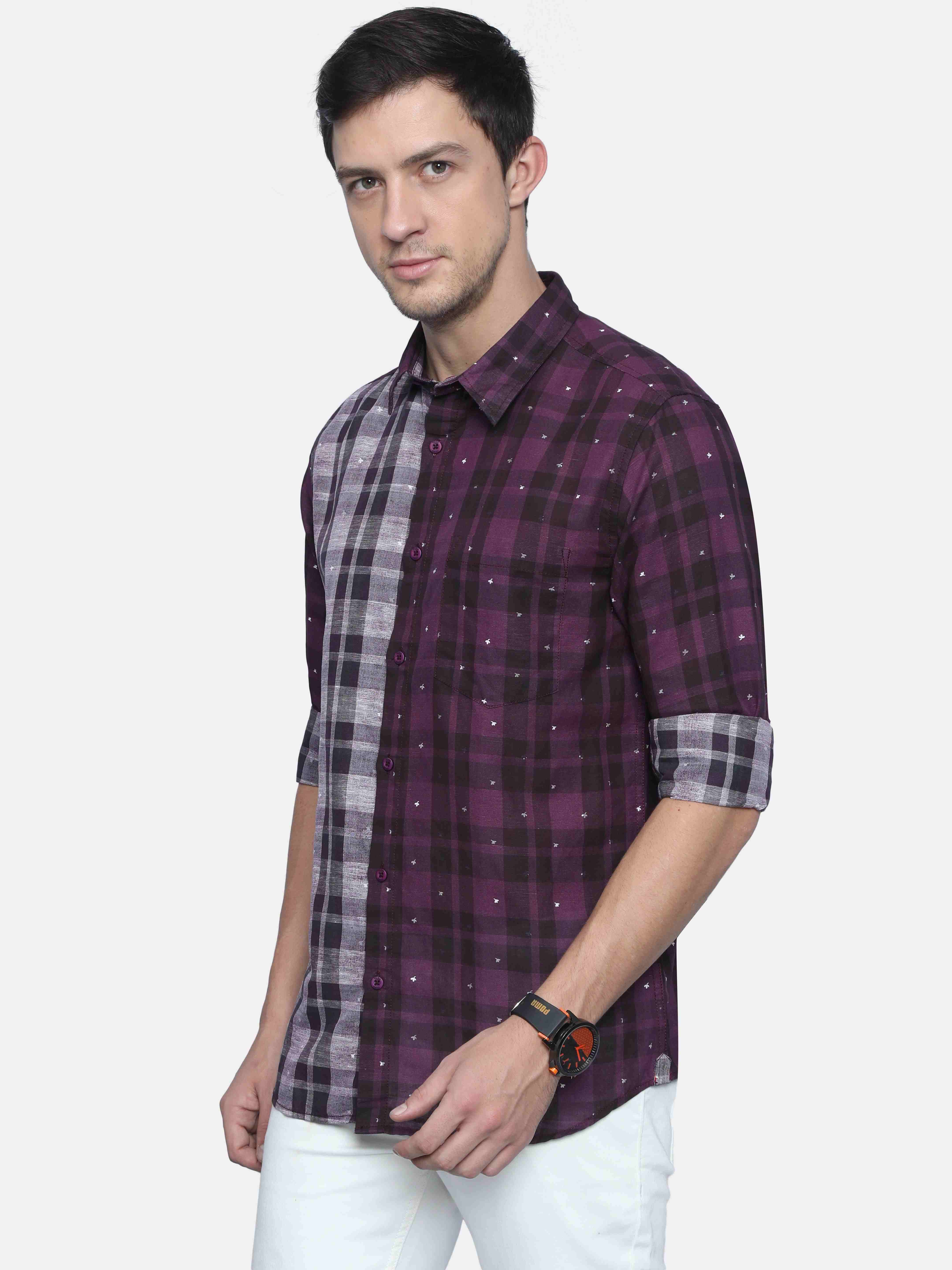 Micro Print Wine Check Shirt