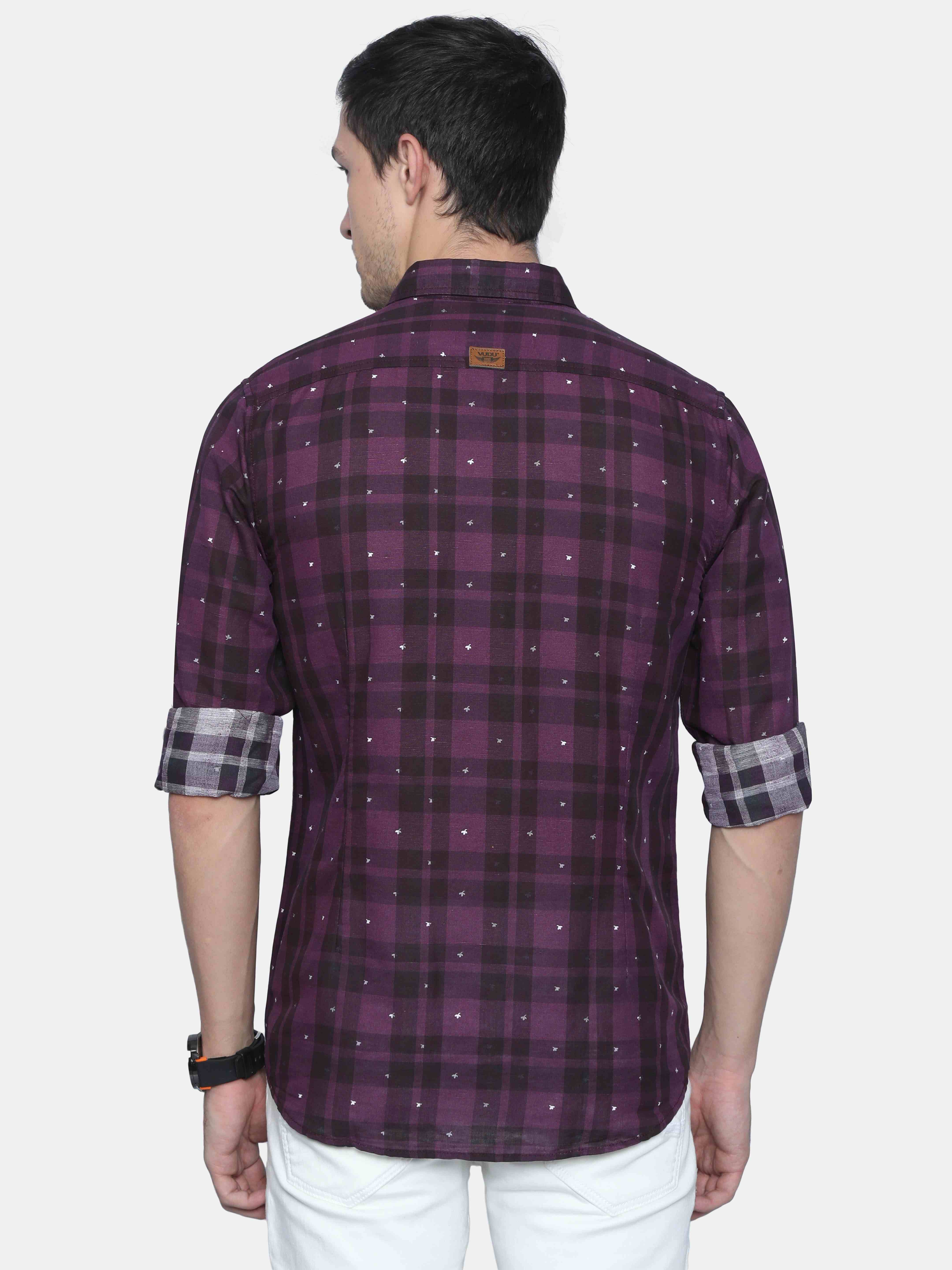 Micro Print Wine Check Shirt