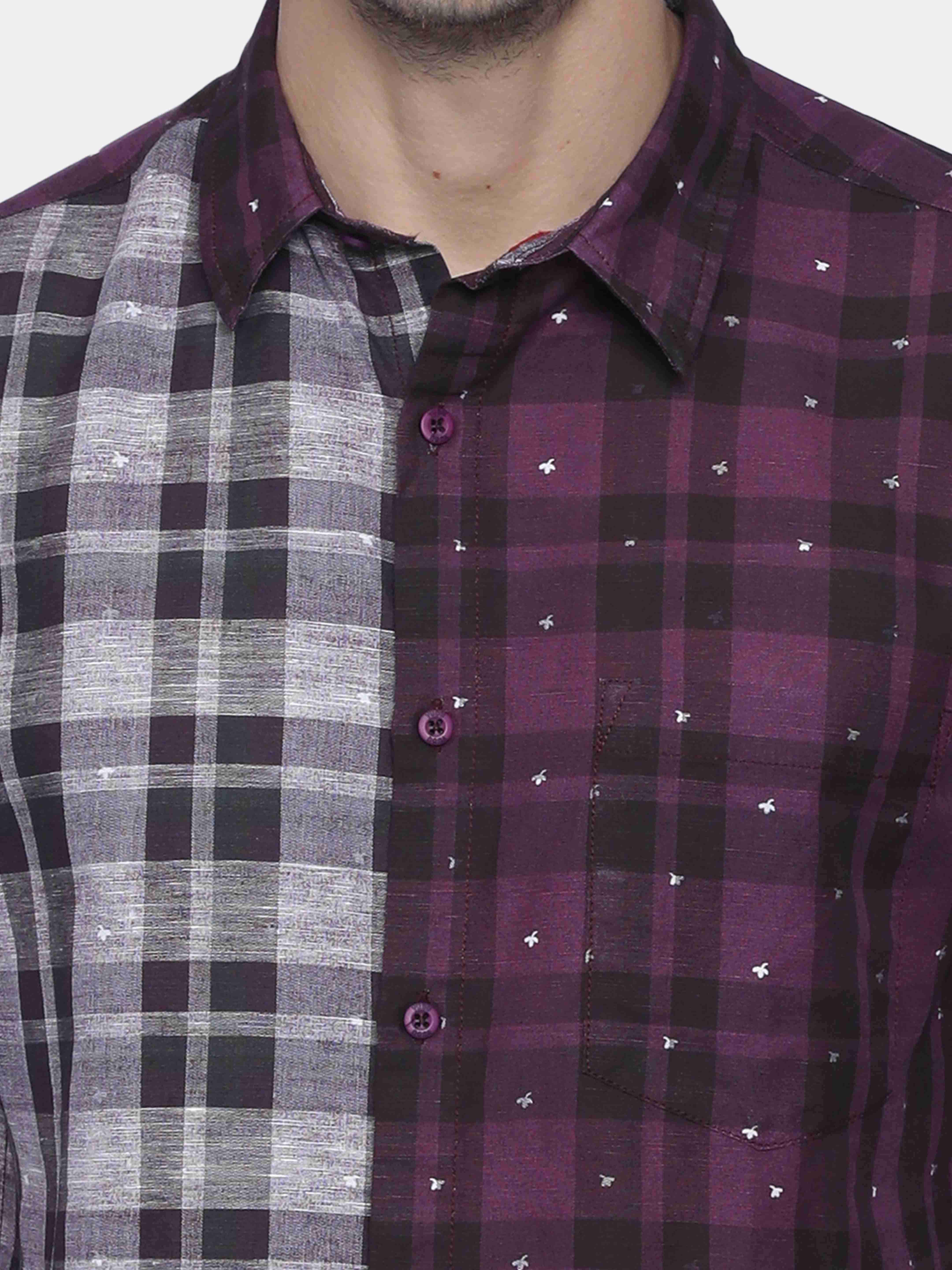 Micro Print Wine Check Shirt