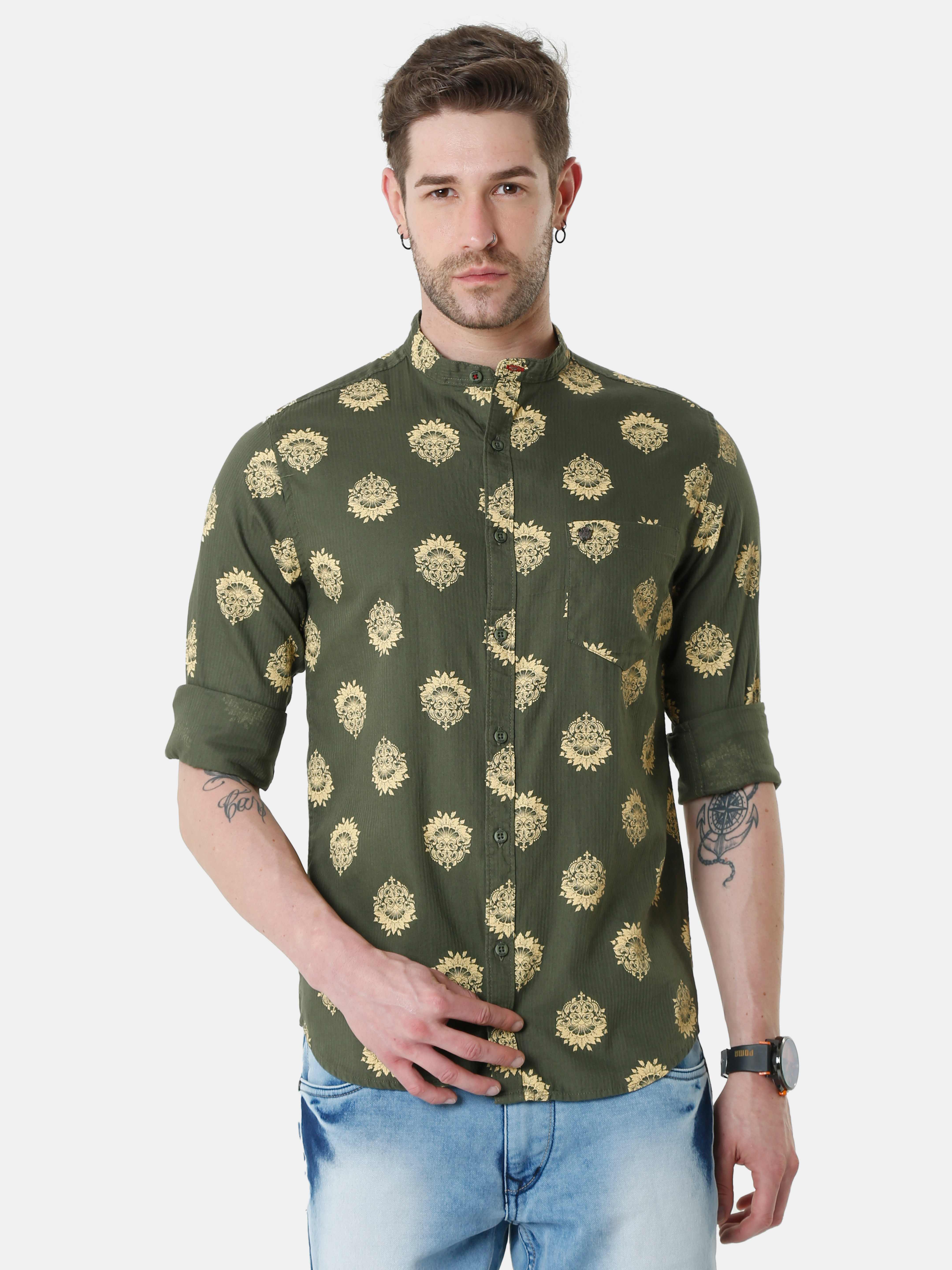Golden Oriental Print Shirt
