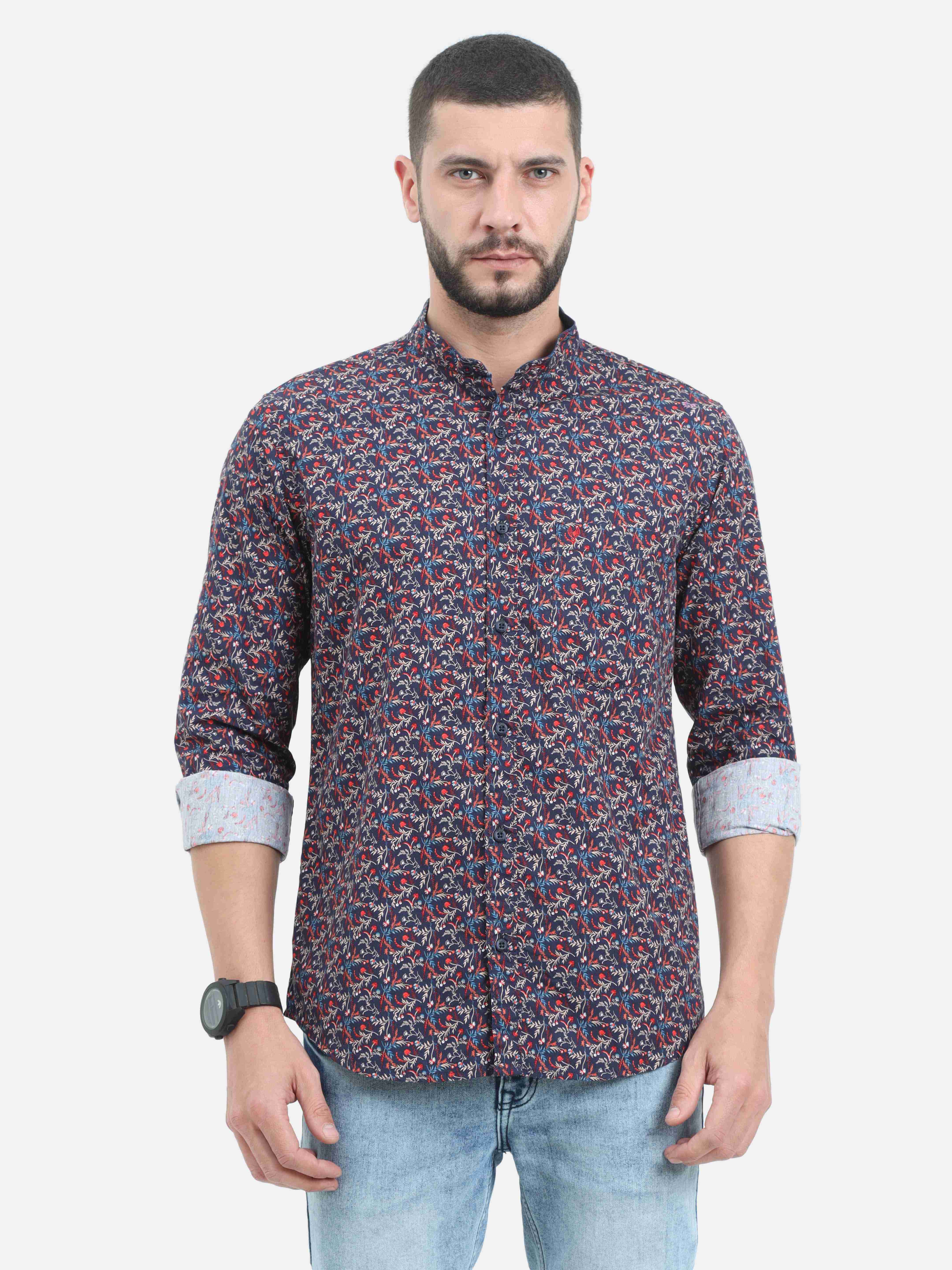 VUDU AllOver Nature Print Kurta Shirt