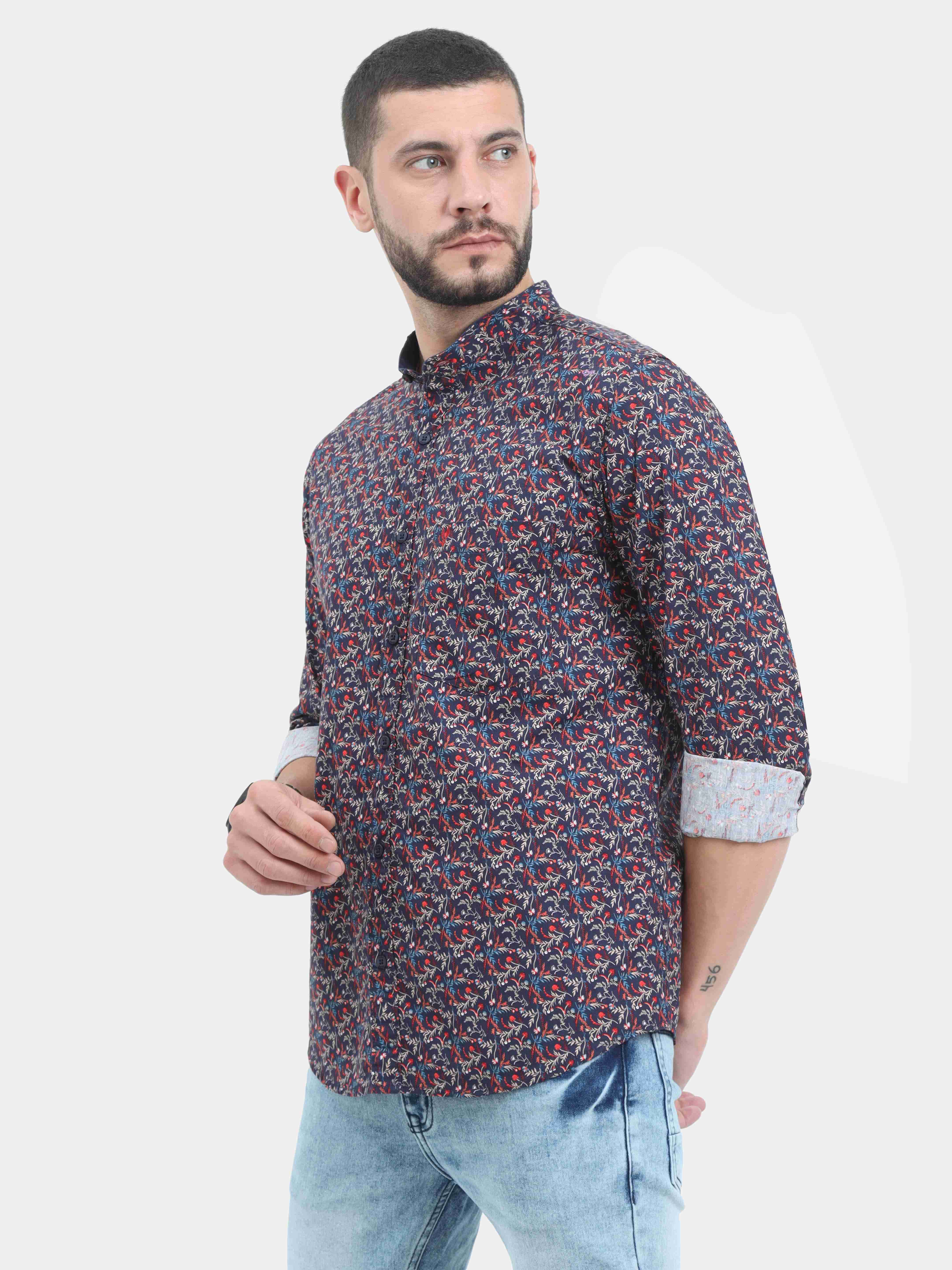 VUDU AllOver Nature Print Kurta Shirt
