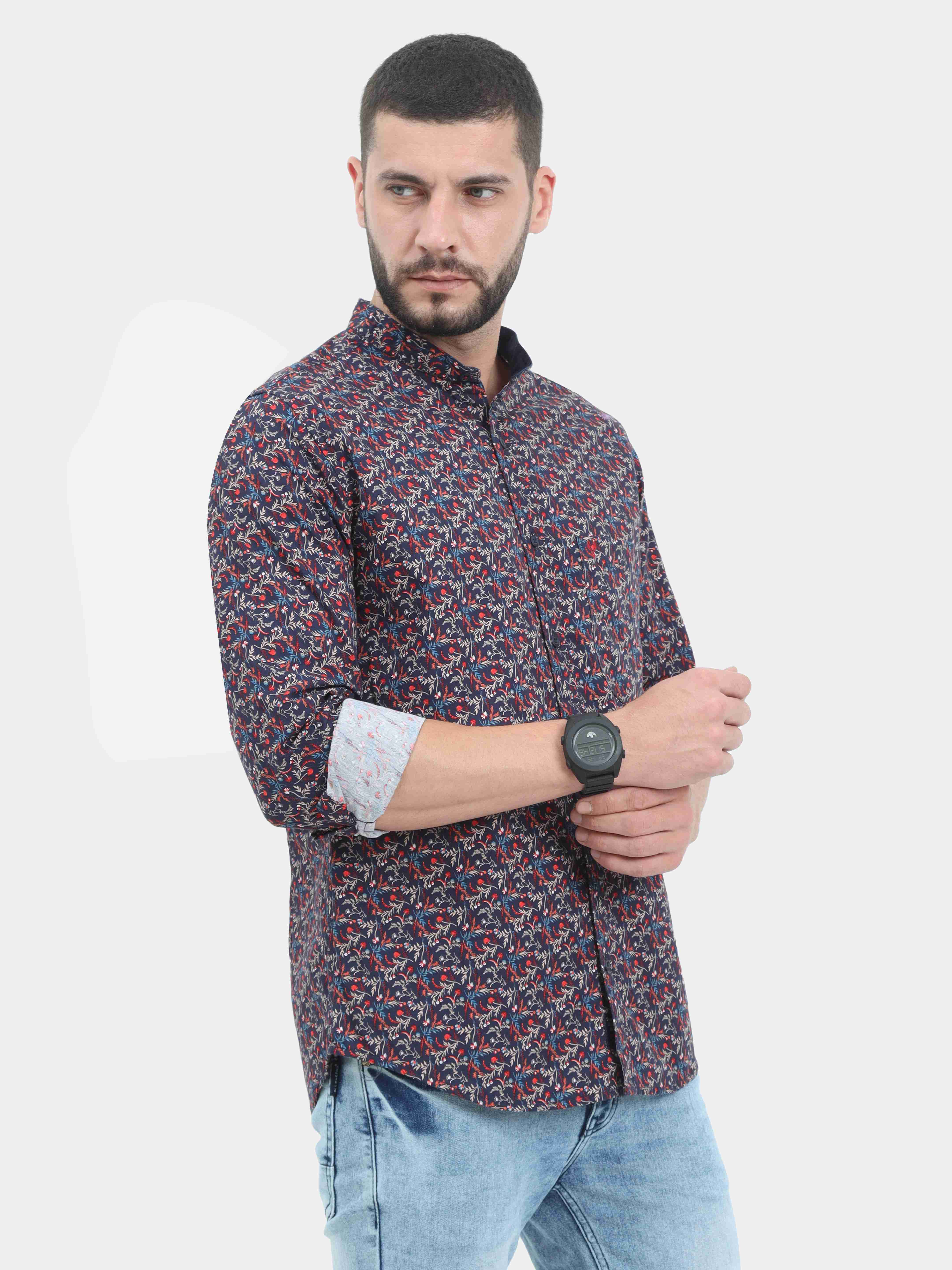 VUDU AllOver Nature Print Kurta Shirt