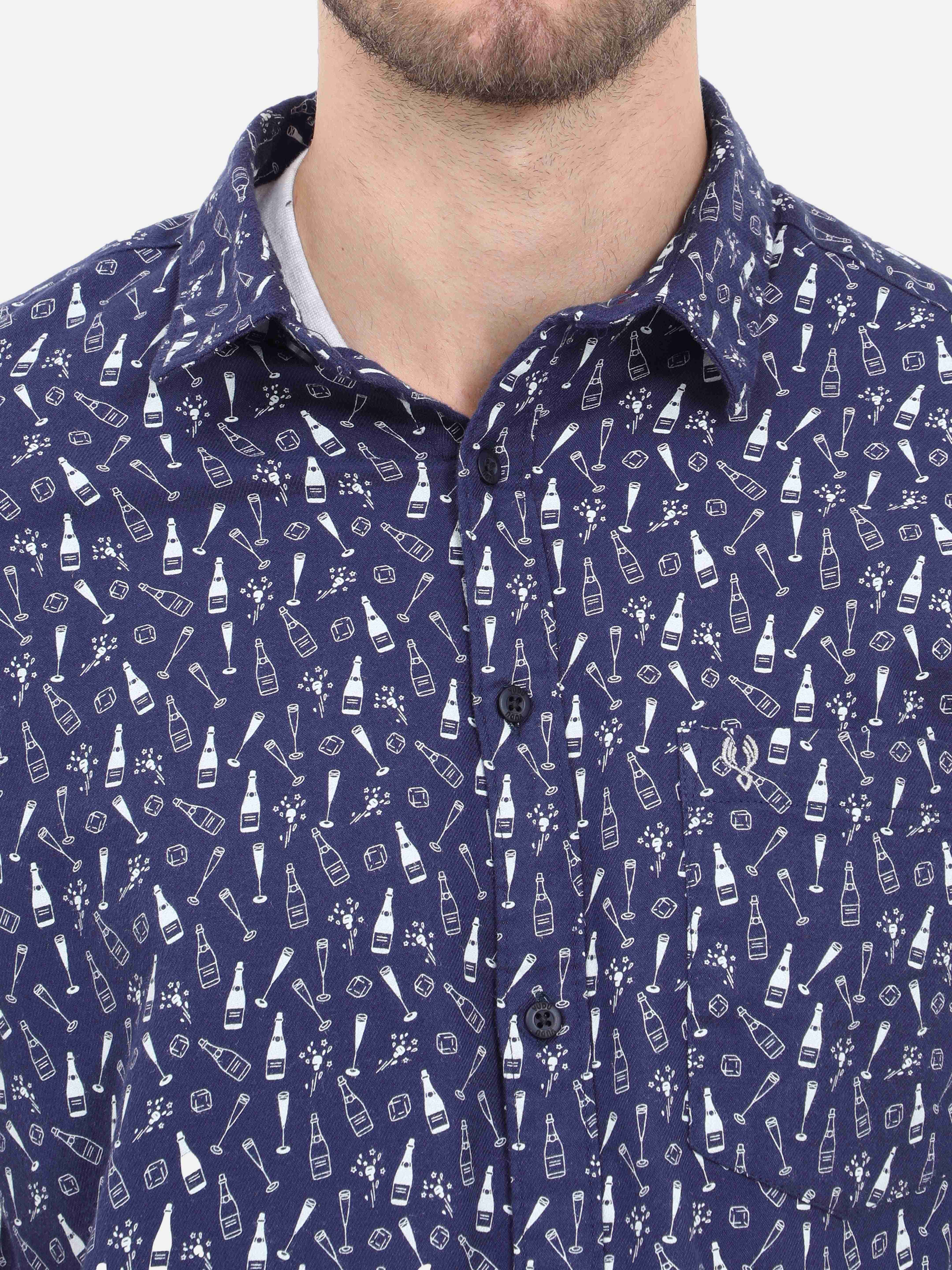 VUDU Blue Cocktail Print Shirt