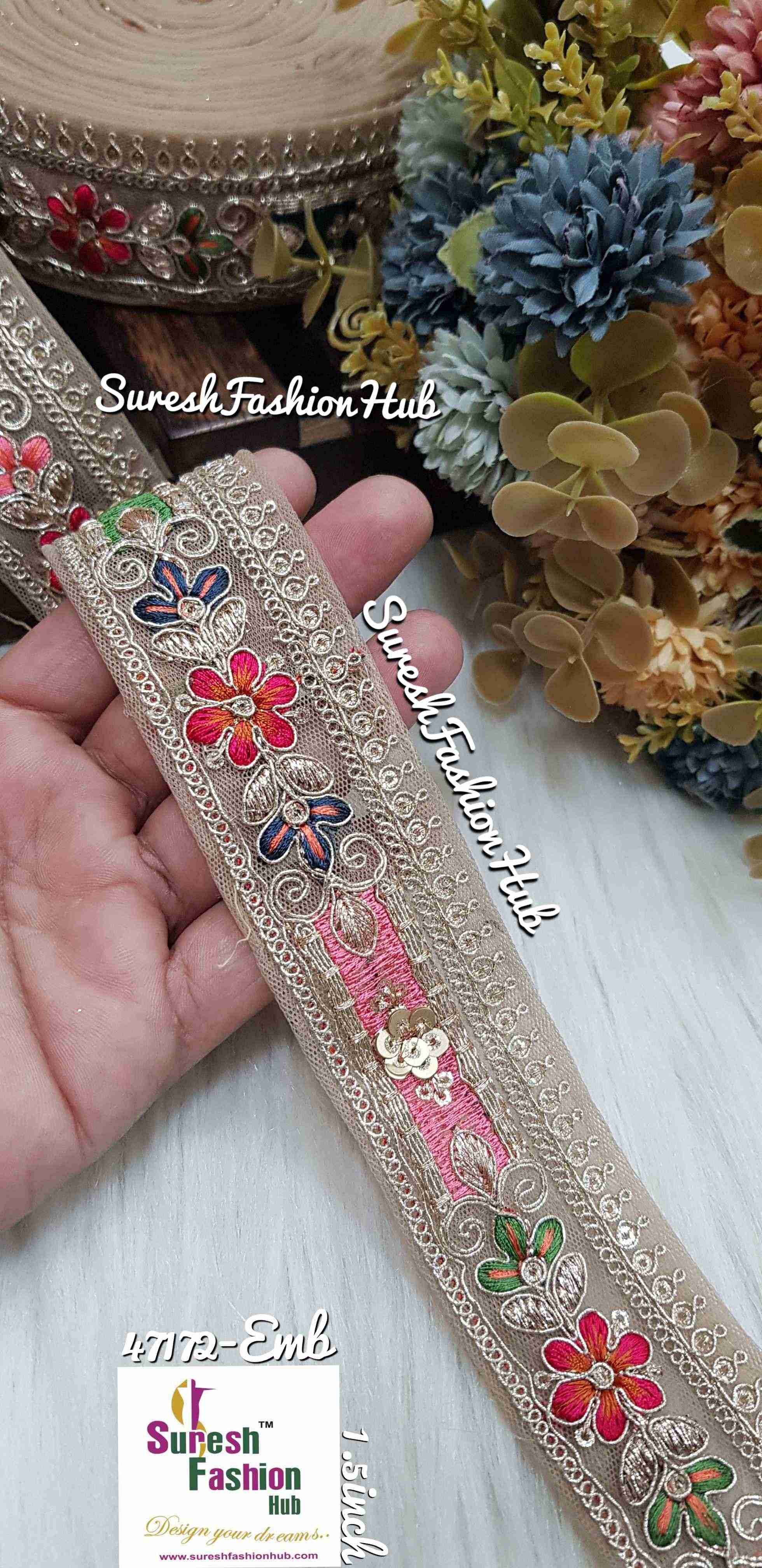 Sabyasachi-Inspired Floral Pearl Dori Lace - No5