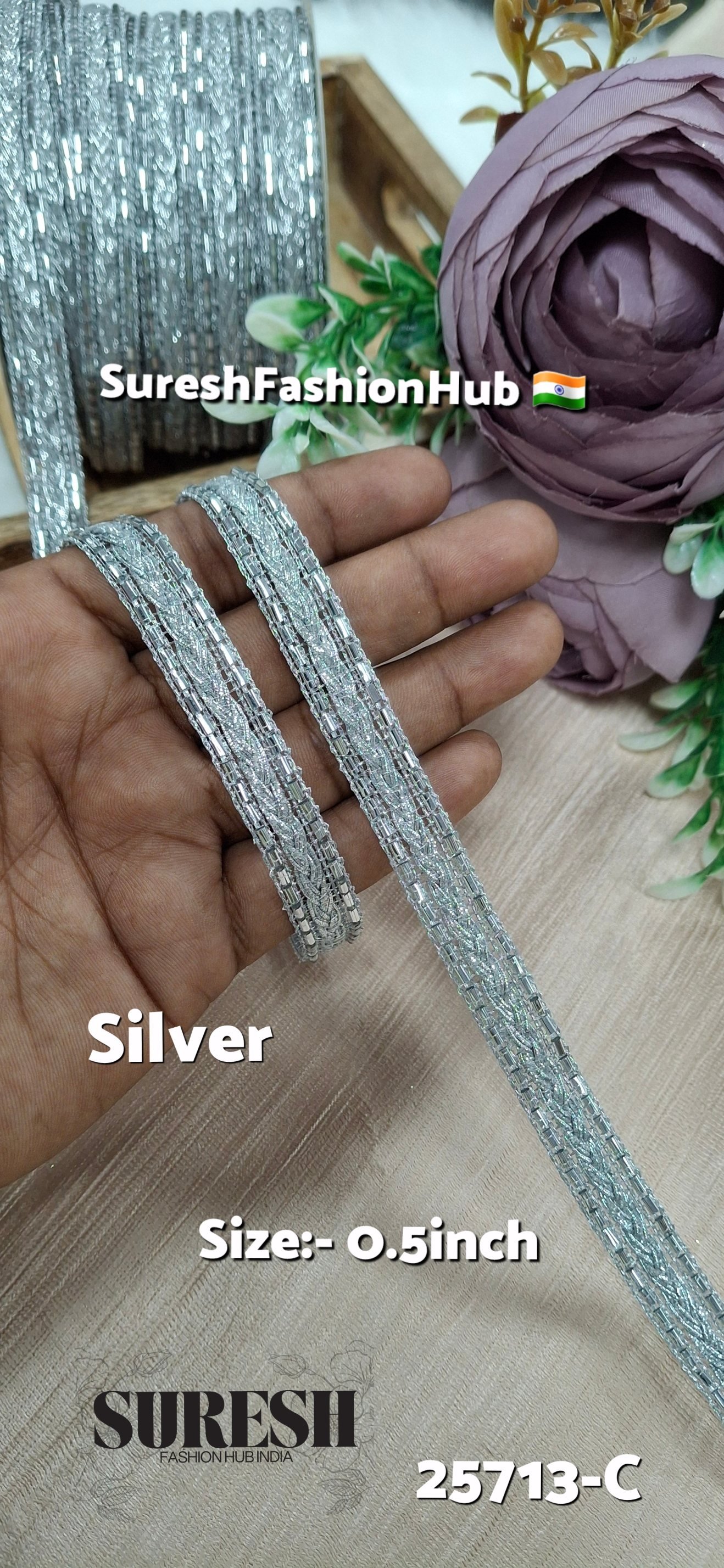 Silver Gleam Chotli Border