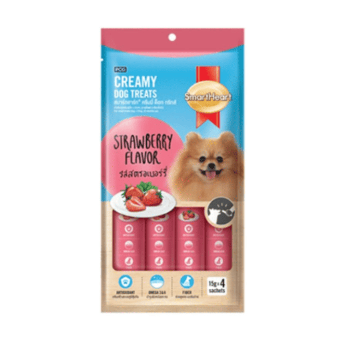 SmartHeart Strawberry Flavor Creamy Dog Treats - 60g