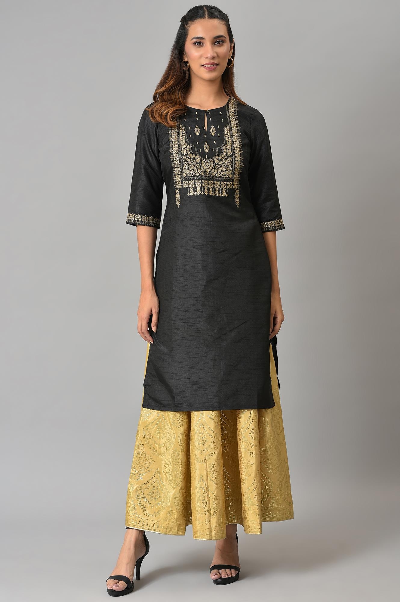 W | Women's Gold Polyester Geometrical Skirts 4