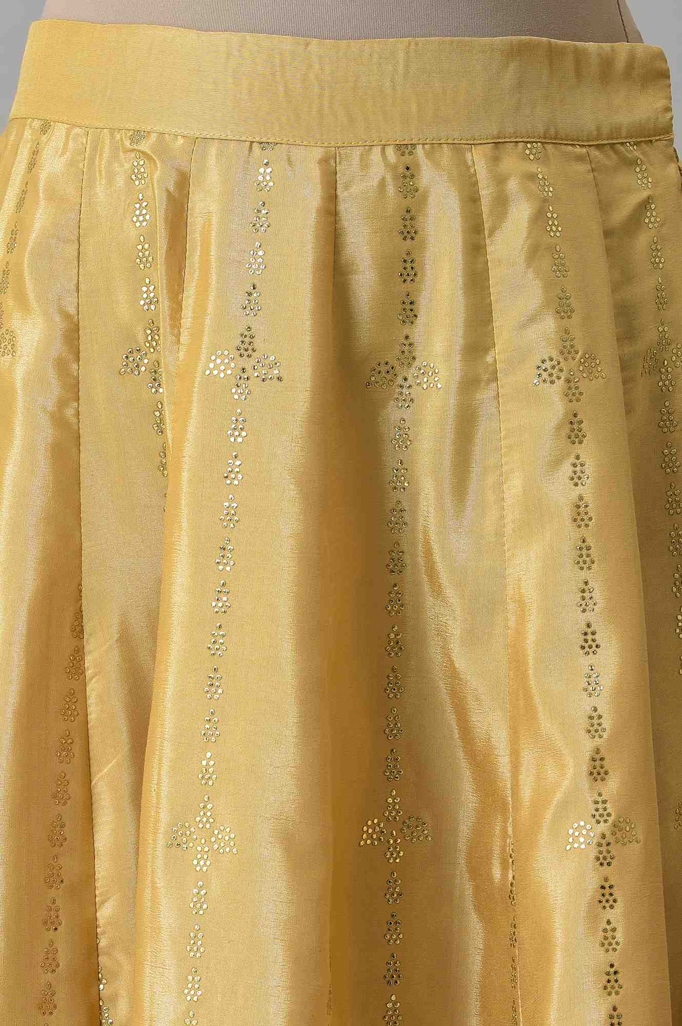 W | Women's Gold Polyester Geometrical Skirts 5