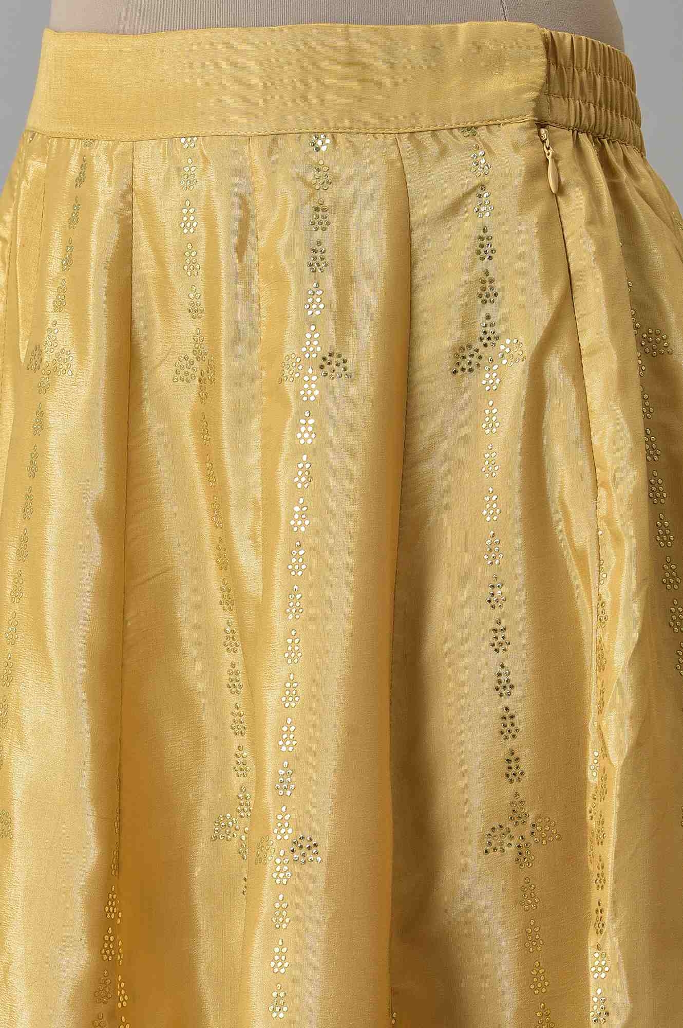 W | Women's Gold Polyester Geometrical Skirts 6