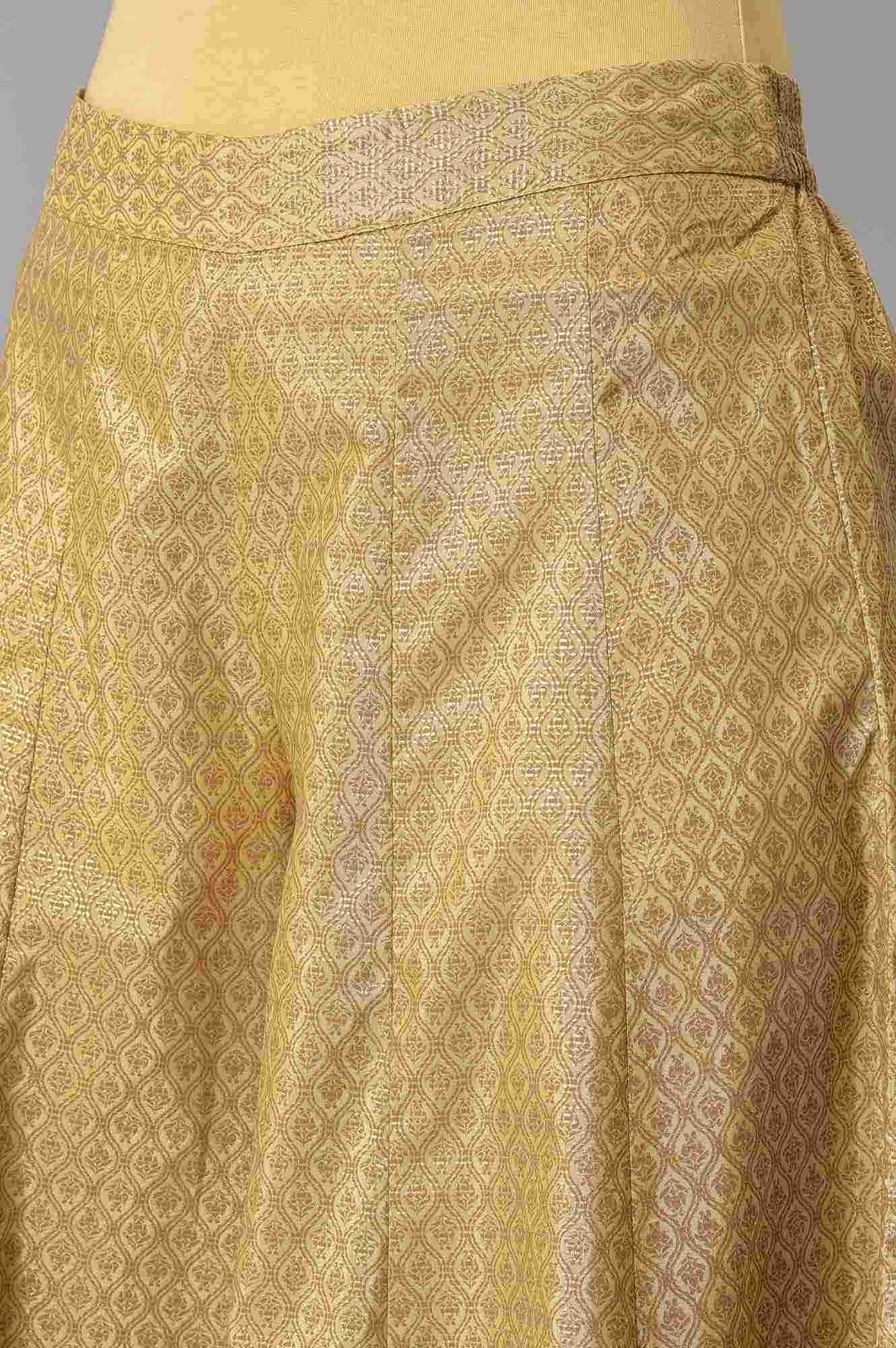 Women's Gold Polyester Solid Culottes