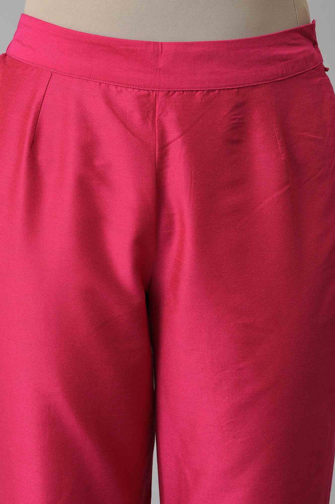 W | Women's Pink Viscose Solid Trousers 5