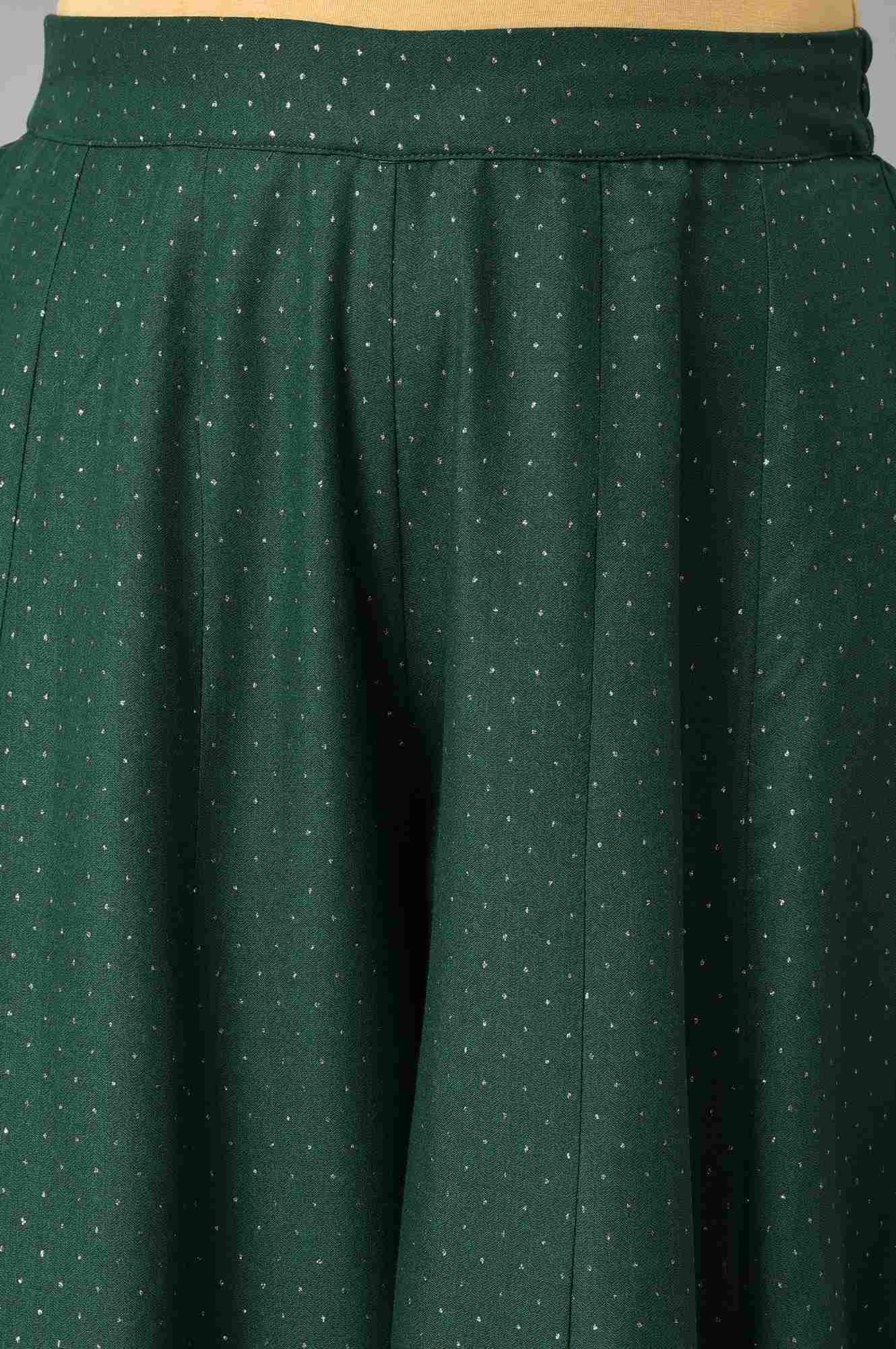 W | Women's Green Viscose Polka Dots Skirts 5