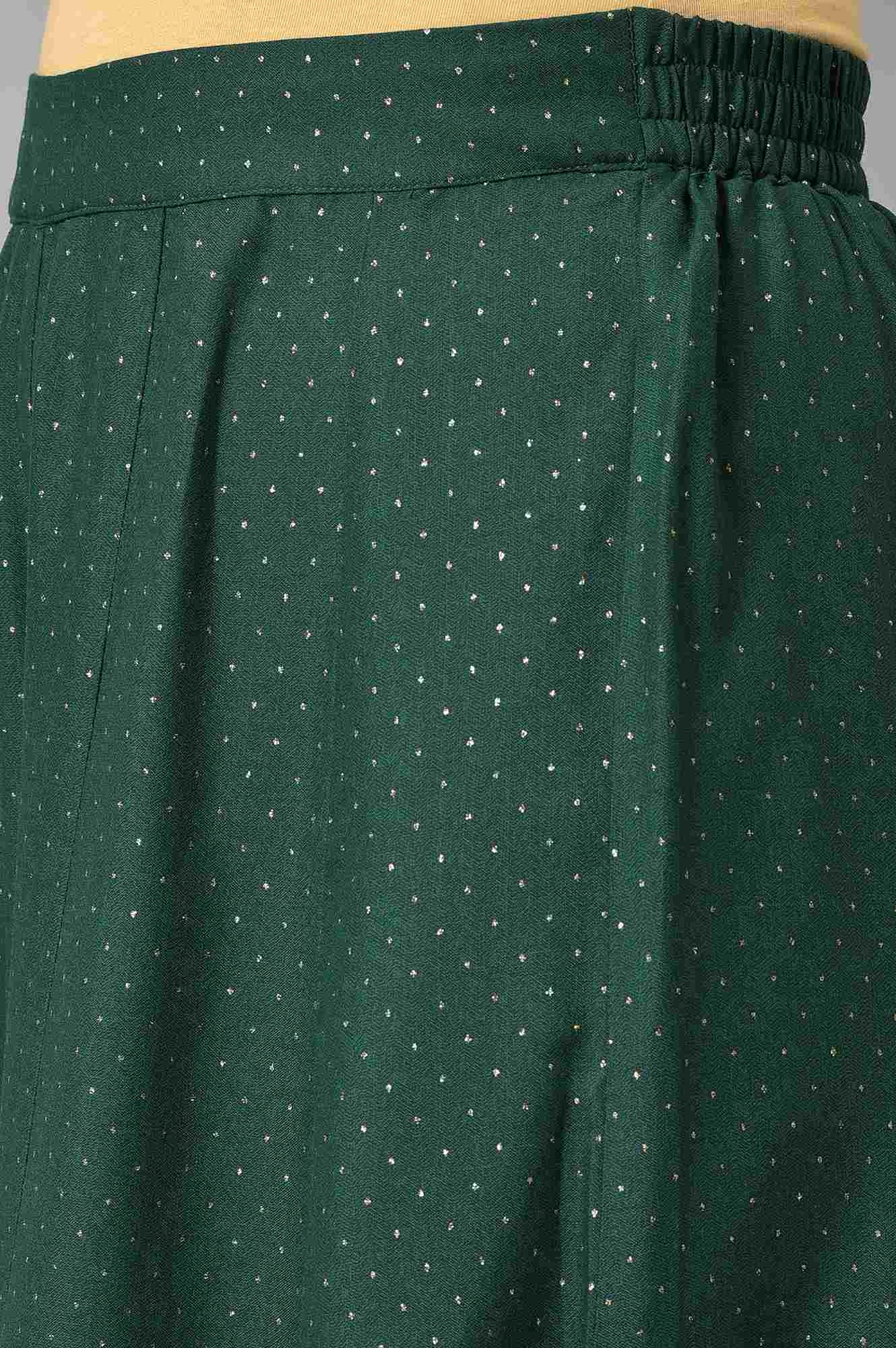 W | Women's Green Viscose Polka Dots Skirts 6