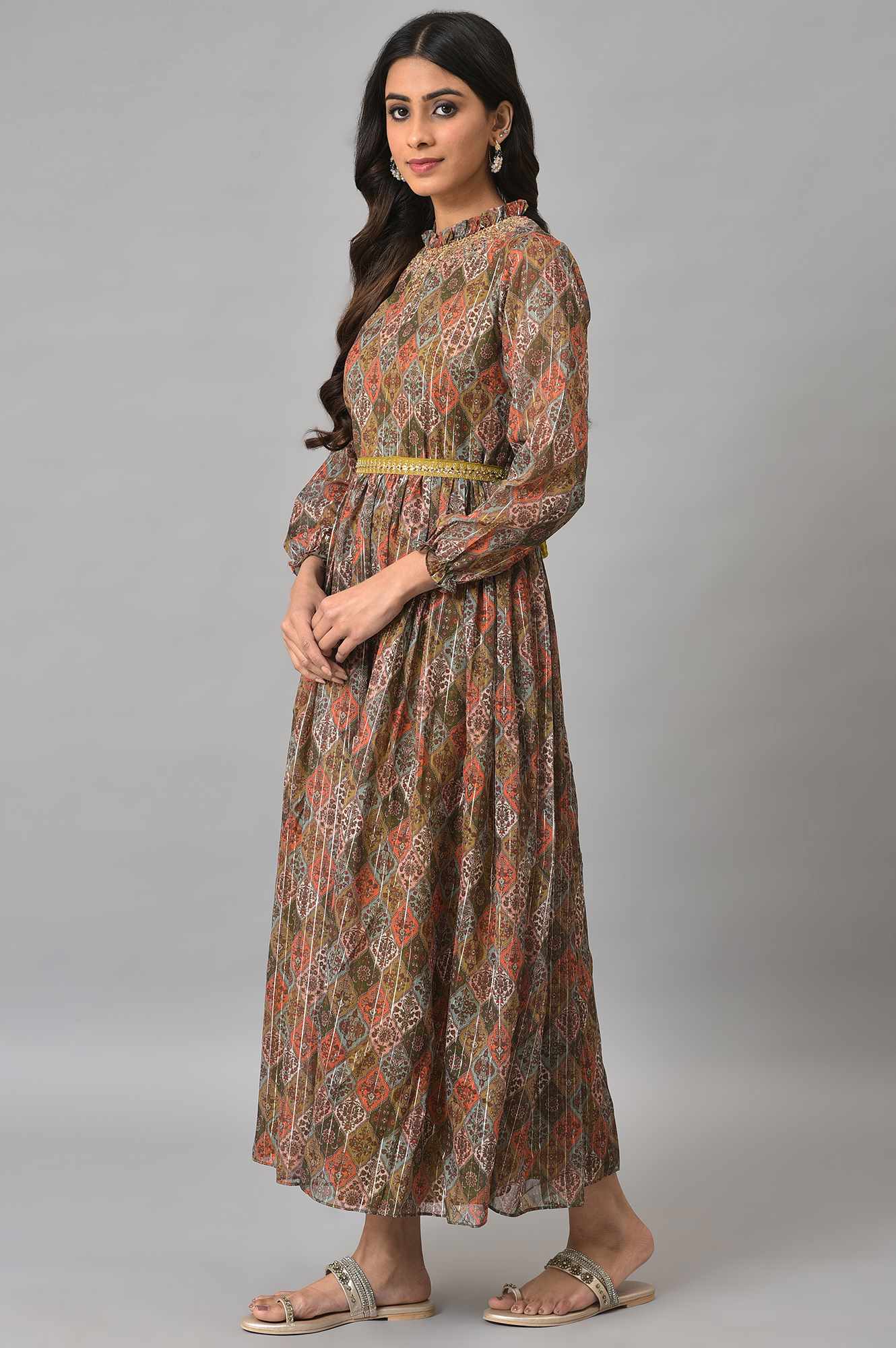 Wishful By W Dark Yellow Victorian Dress