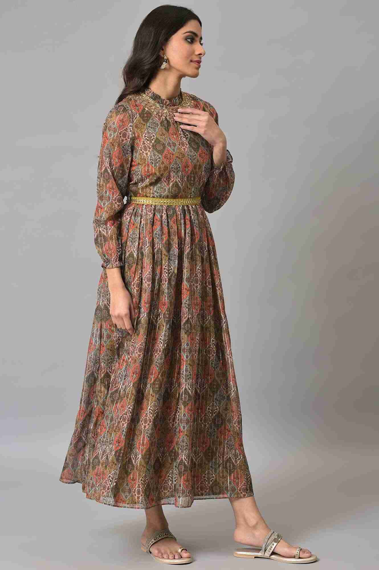 Wishful By W Dark Yellow Victorian Dress