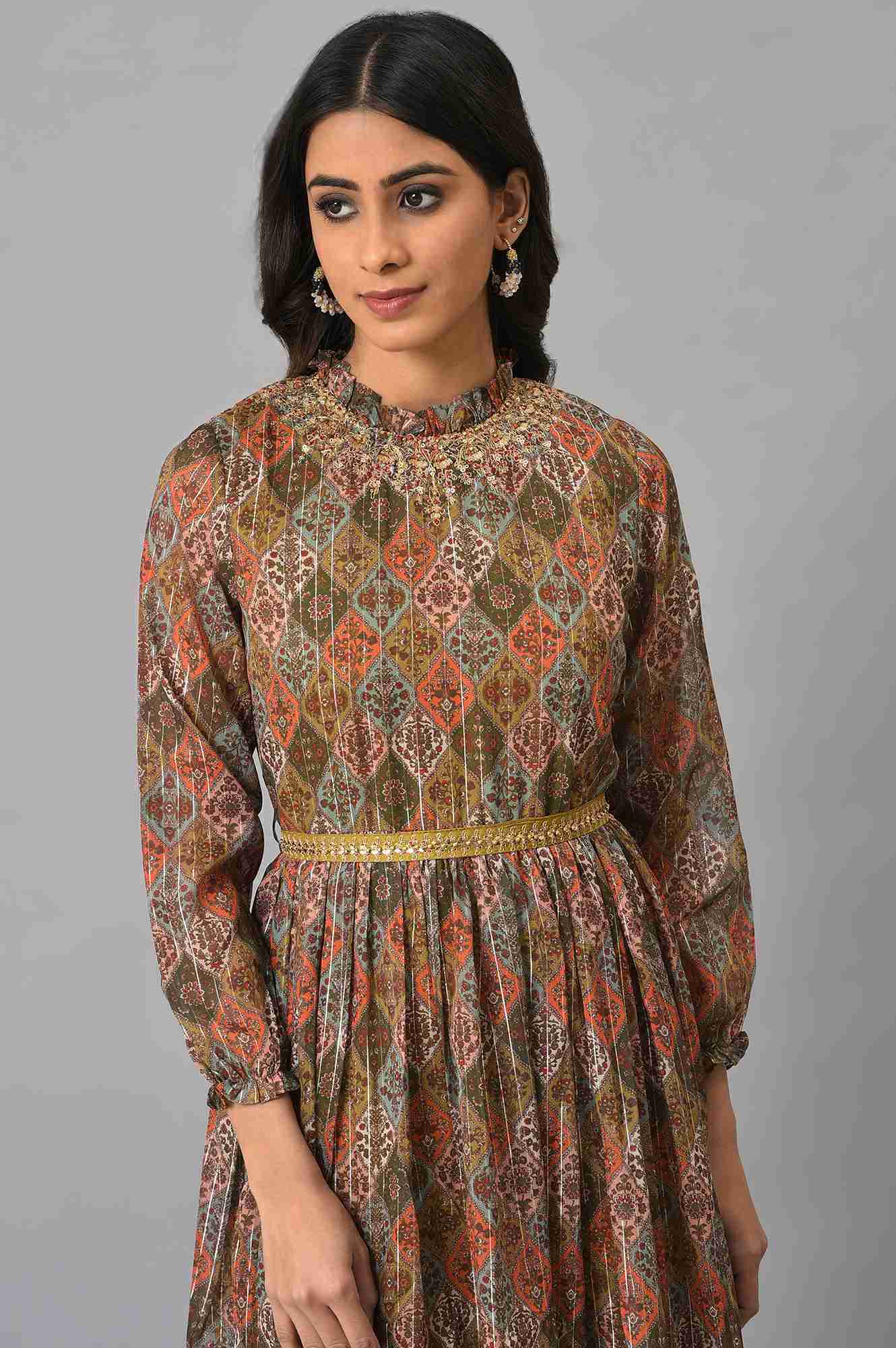 Wishful By W Dark Yellow Victorian Dress
