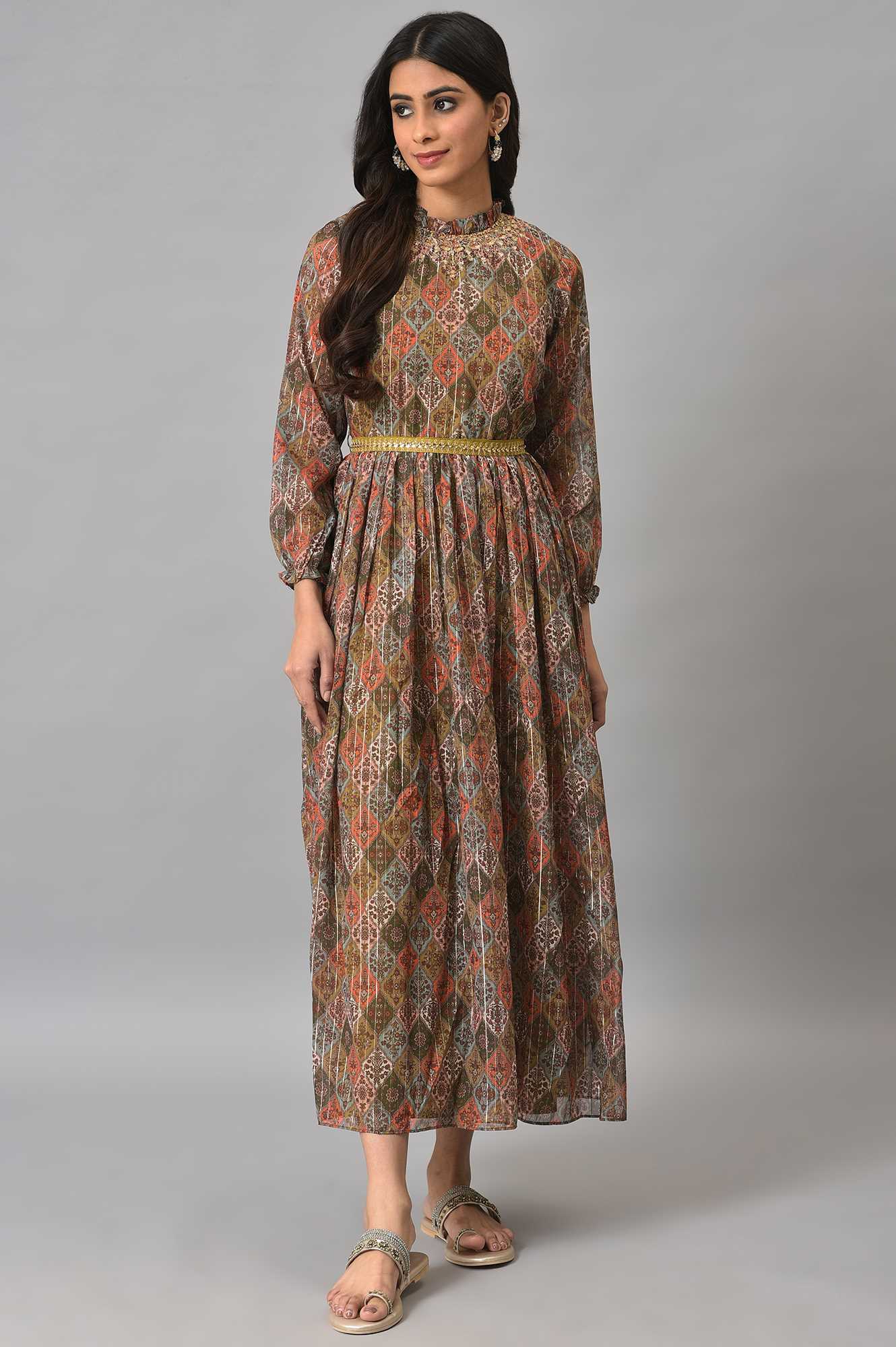 Wishful By W Dark Yellow Victorian Dress