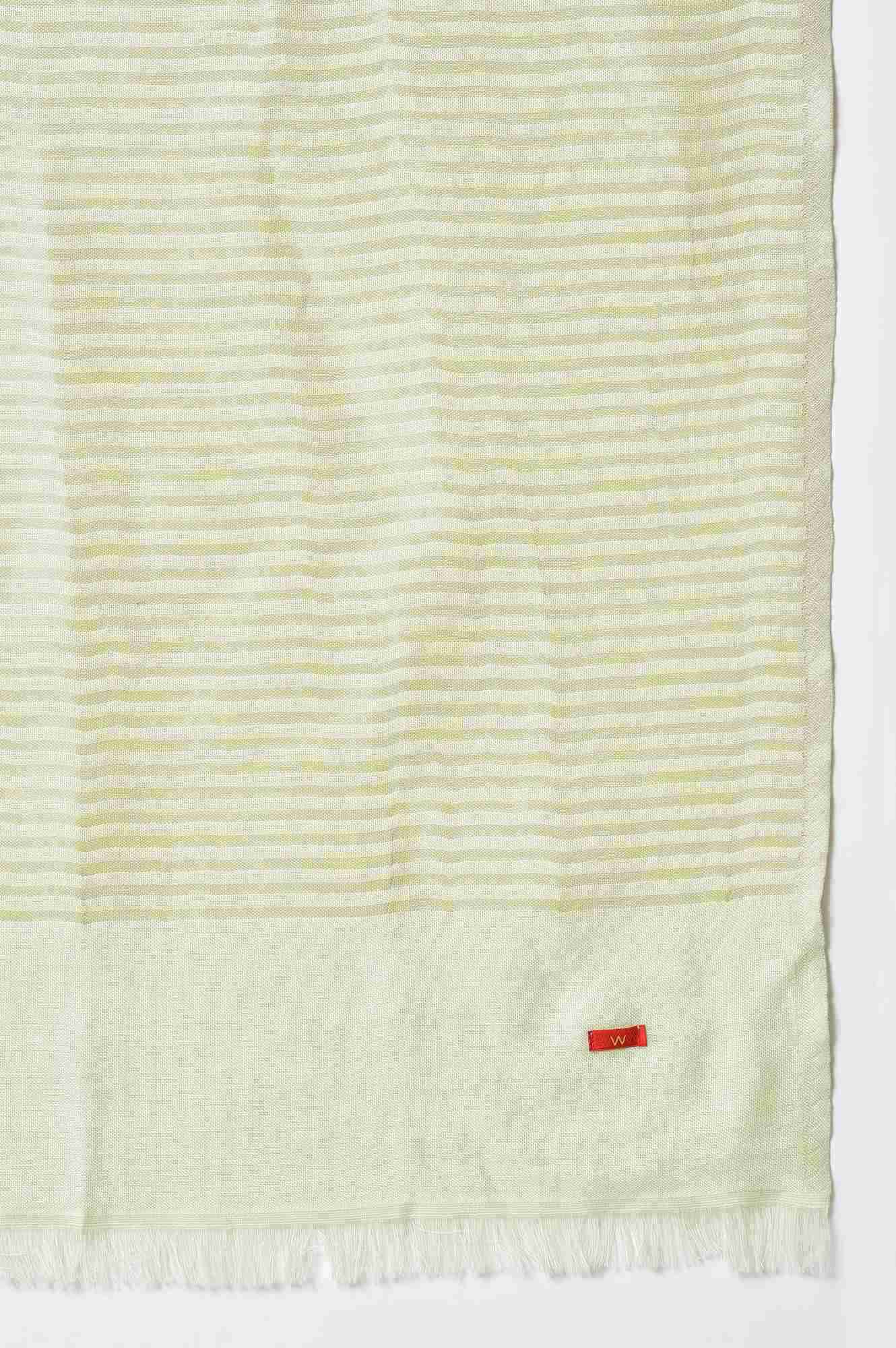 Light Green Stripe Lurex Shawl