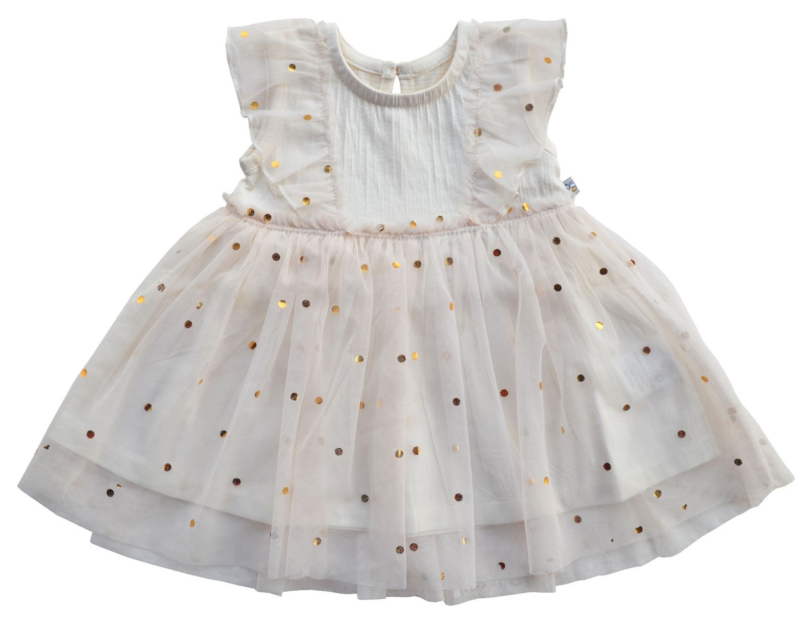Baby Girls Short Sleeves Tutu Dress,Color-Cream