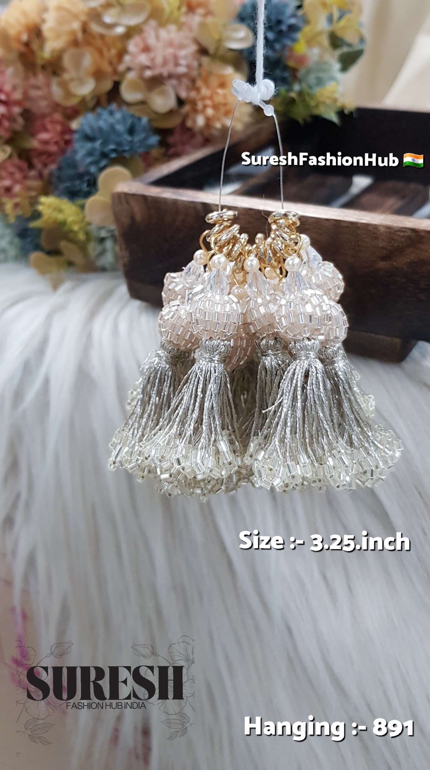 H-891 Regal Handcrafted Cutdhana Tassel – Pearl Water