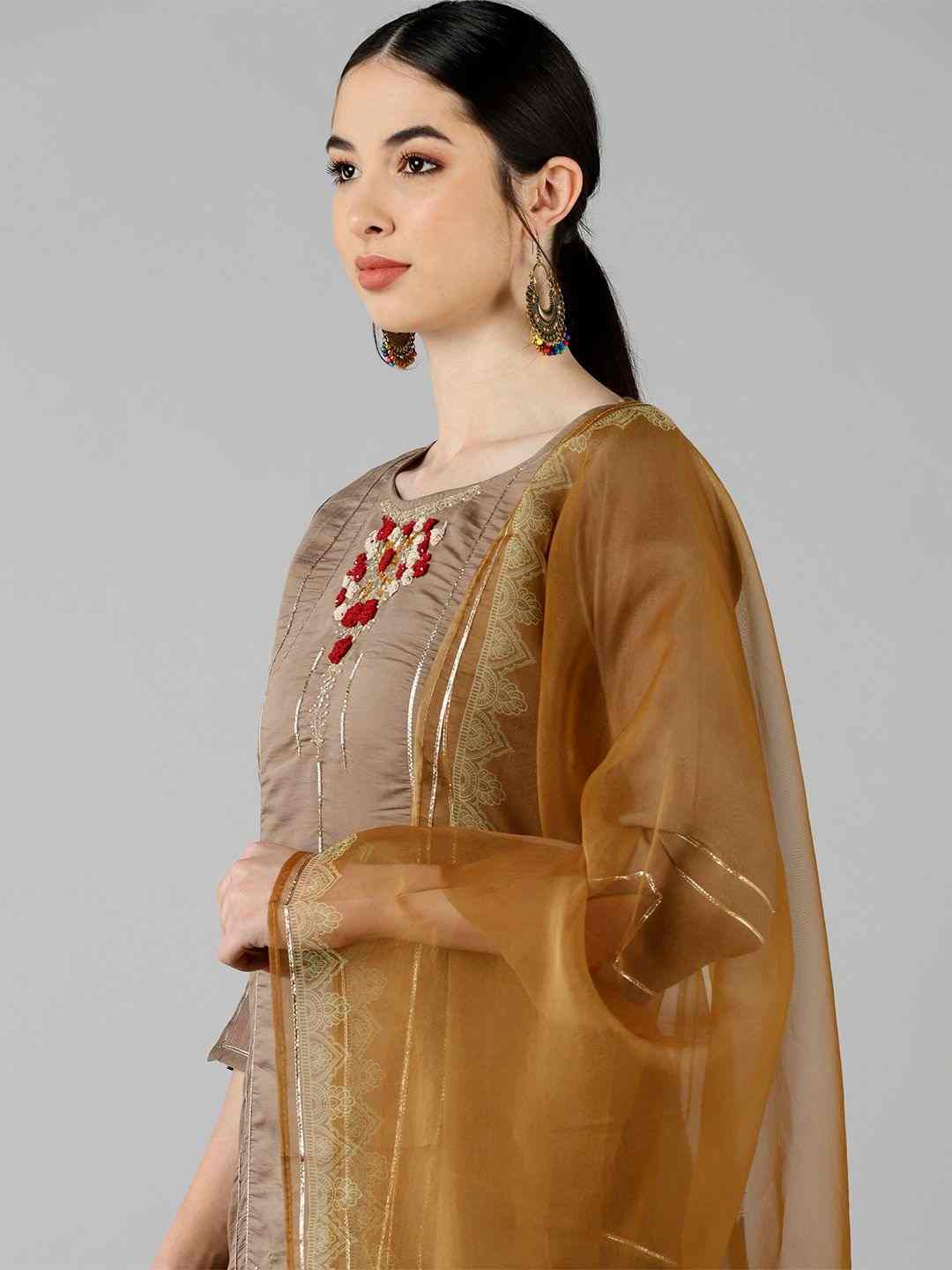 Vaamsi Polycrepe Printed Kurta Pant Dupatta Set PKSKD1236