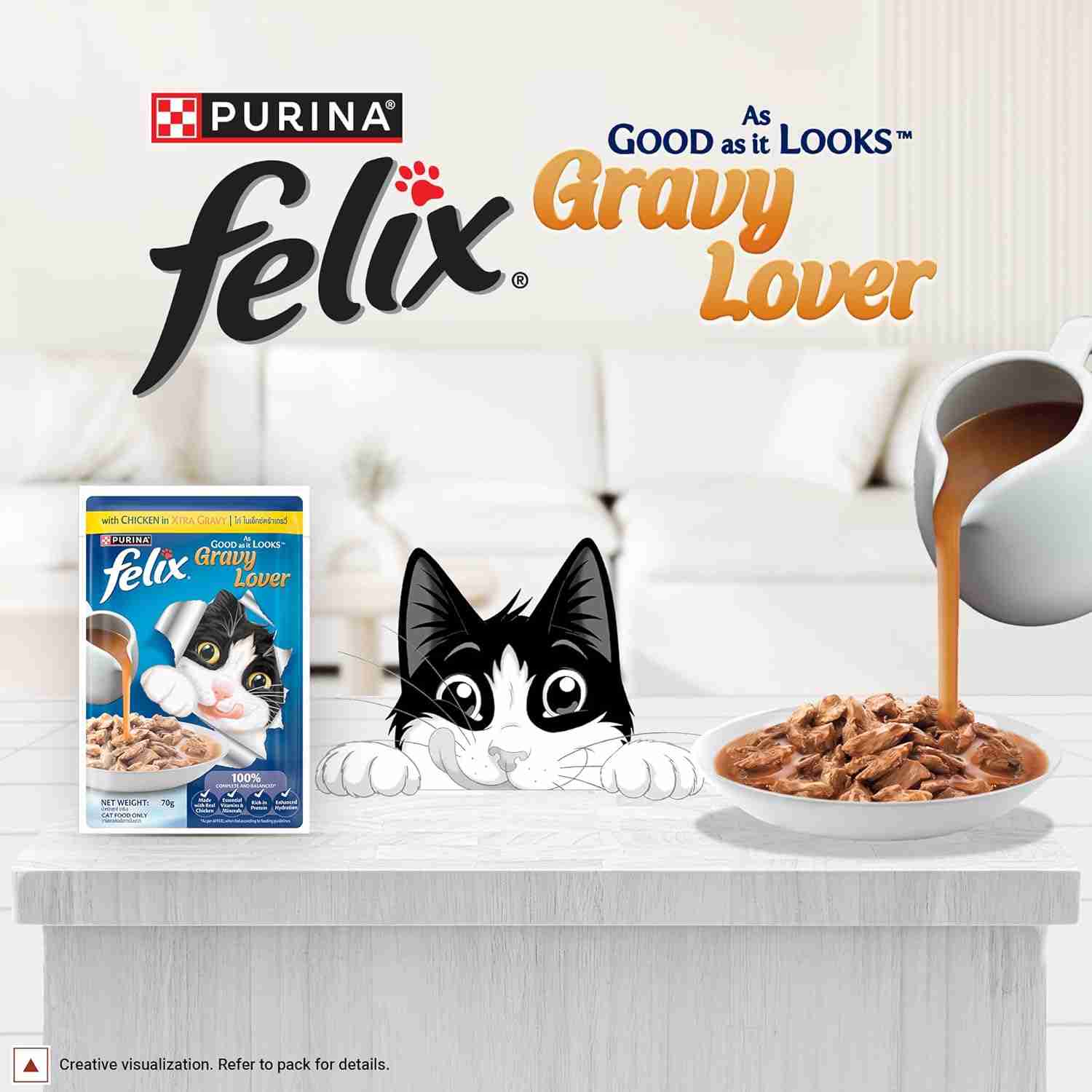 Purina Felix Gravy Lover Meaty Chicken Chunks Wet Cat Food, 70g
