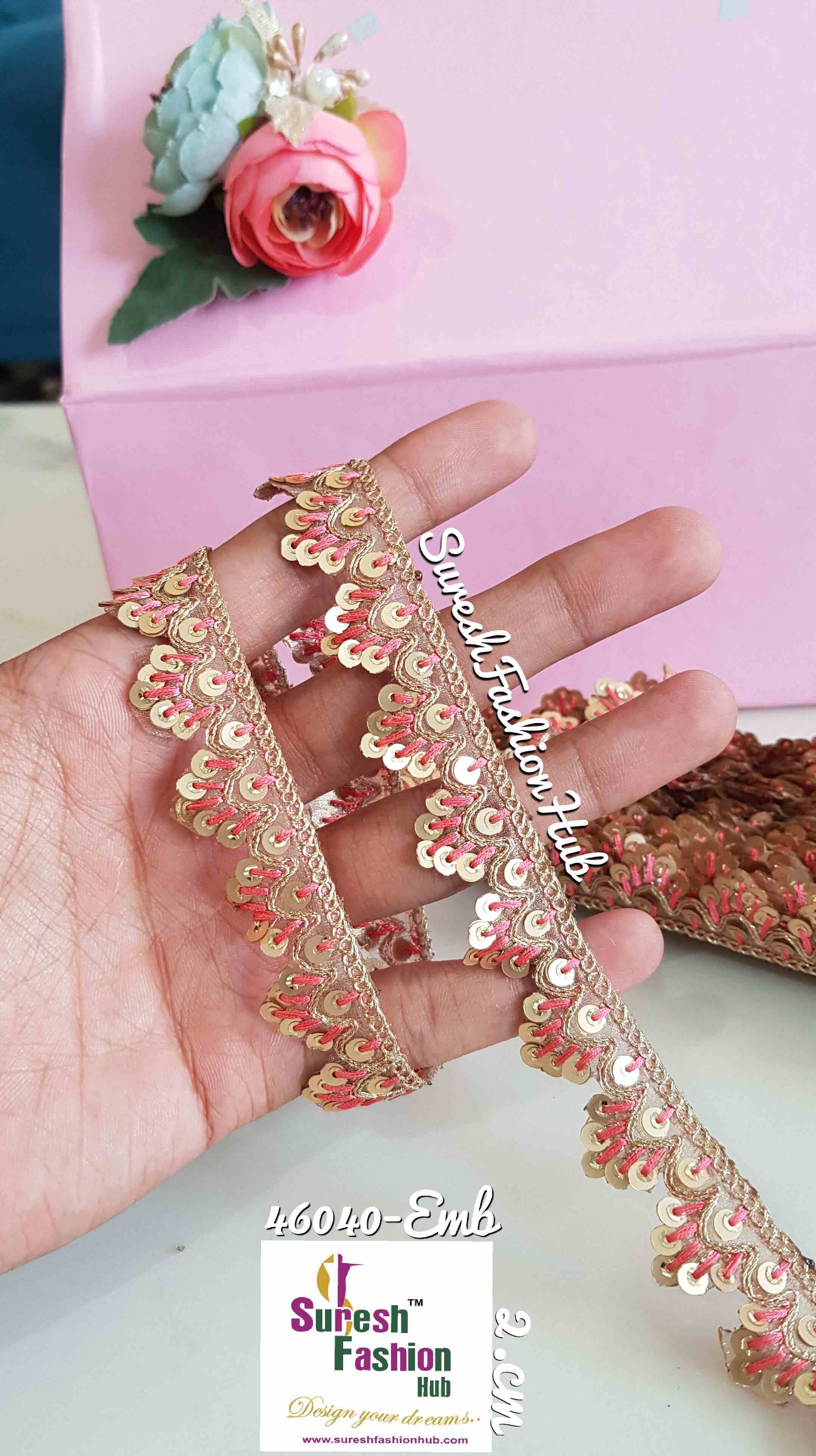 Gajri Gold Dori Embroidered Organza Lace