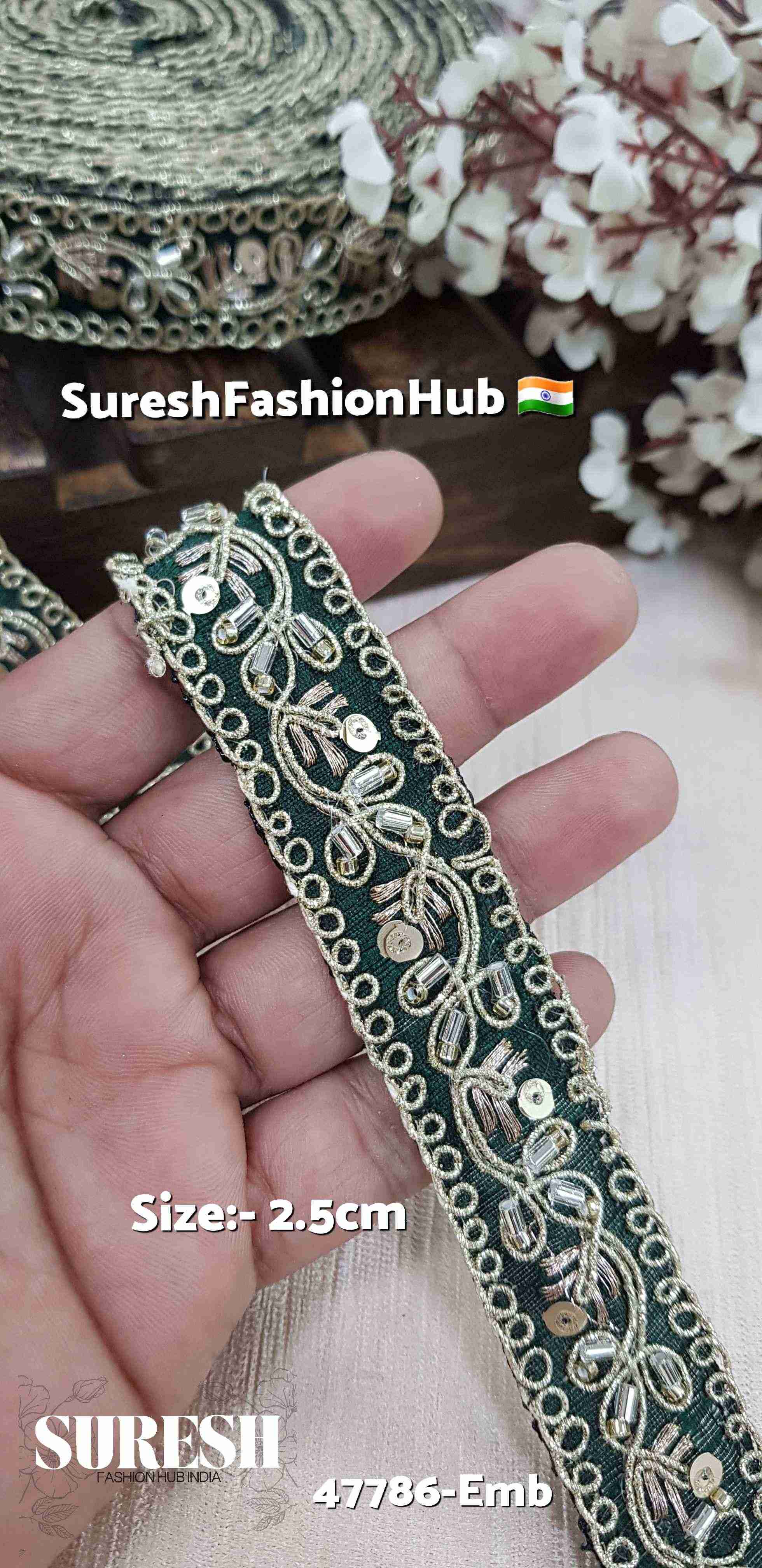 Royal Green Floral Embroidery