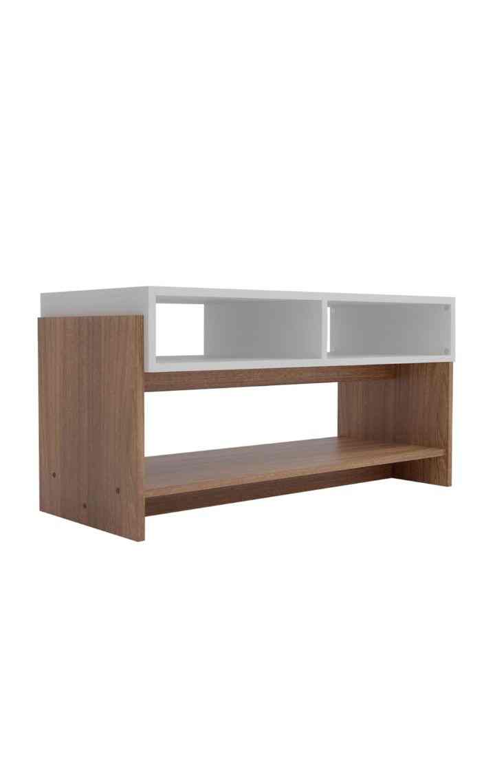 Wing Coffee Table with Open Rack | Center Table for Living Room - Leon Teak Finish