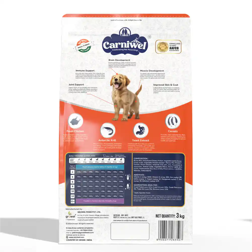 Carniwel Fresh Chicken Puppy Large dogs 1kg – (Best Before Jul’26)