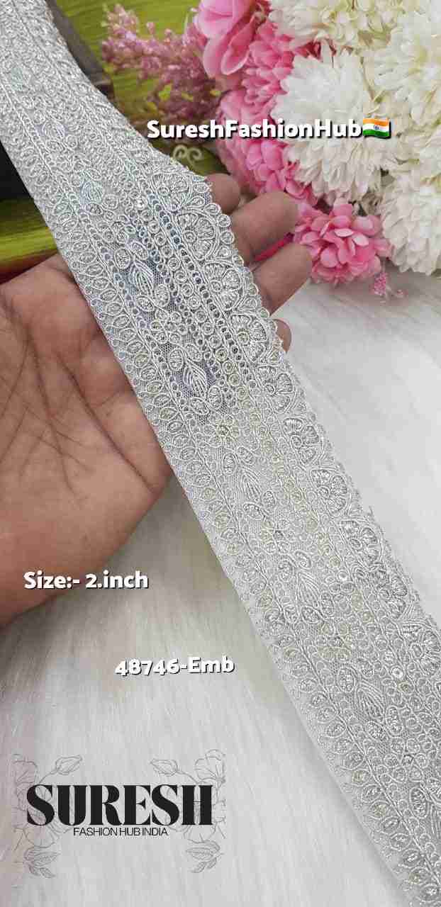 Silver Imperial Badla Jari Lace – 48746-Emb