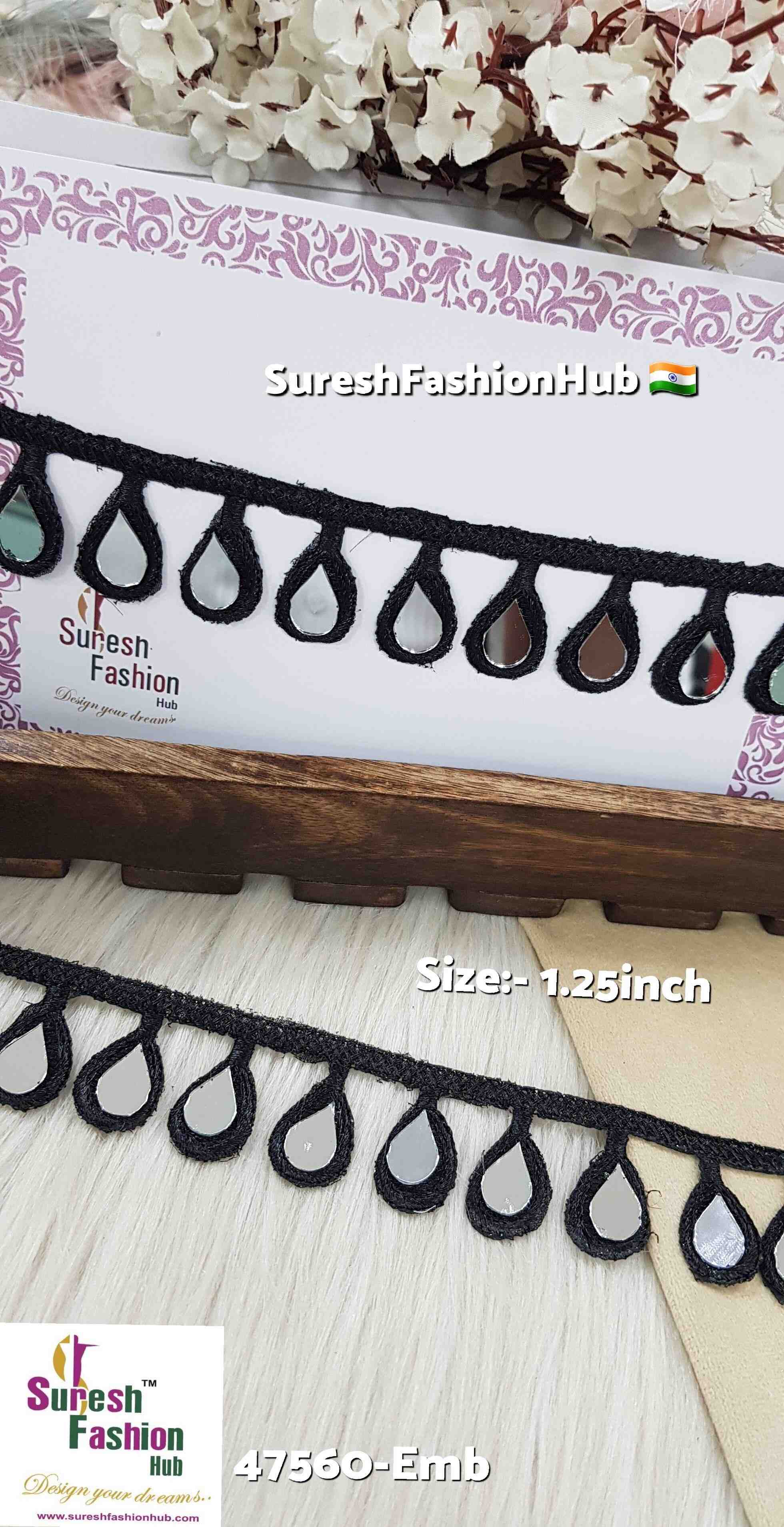 Black Drop Mirror Cutwork Lace