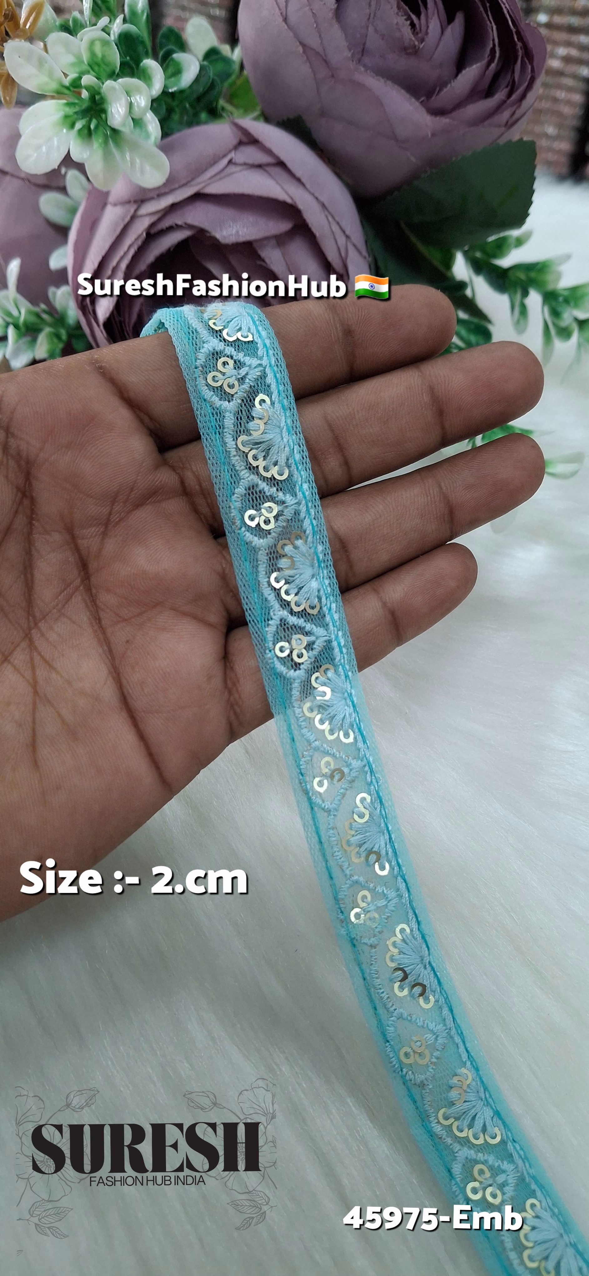 Sea Green Tone-on-Tone Net Embroidery Lace