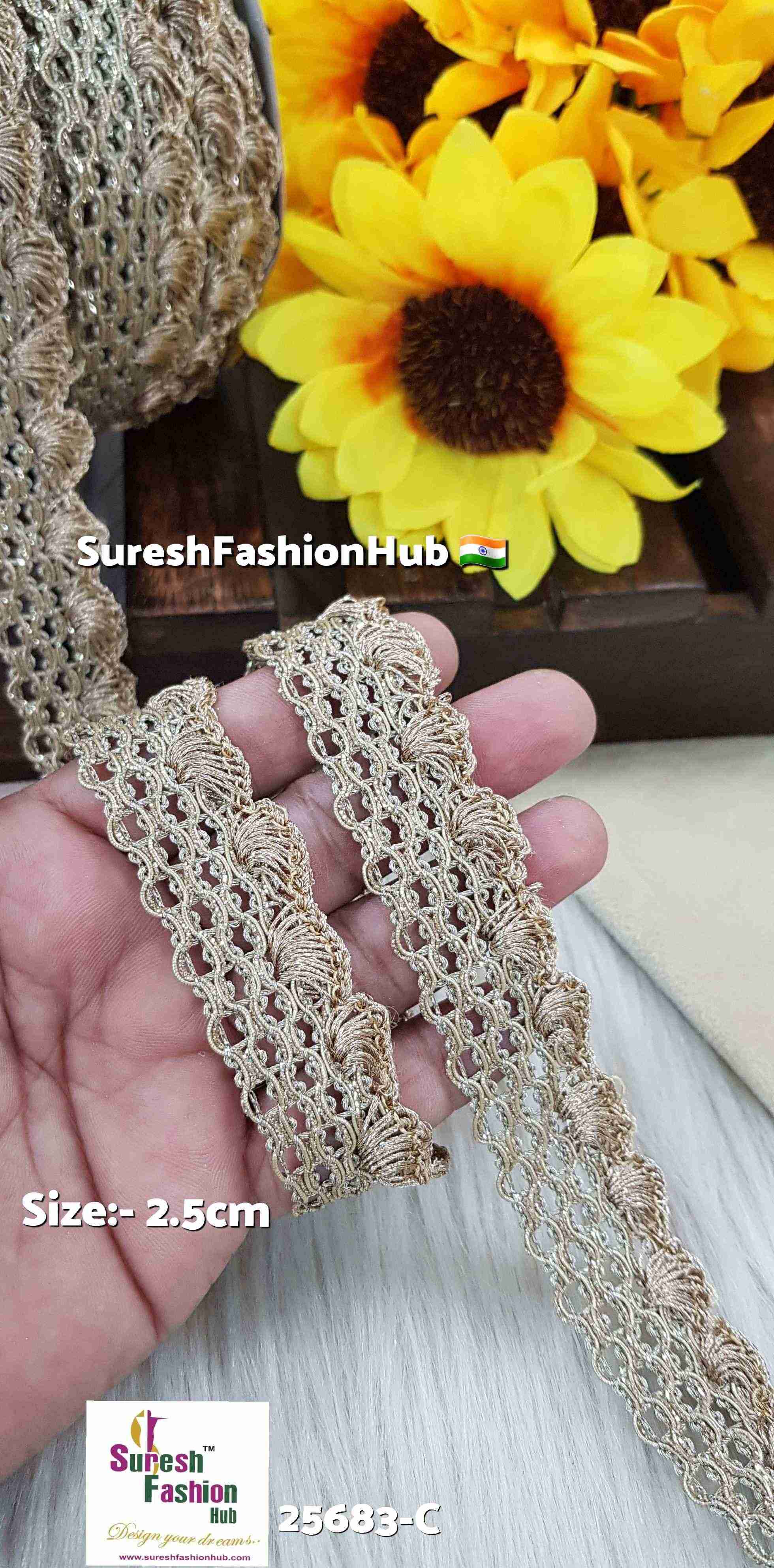 Glitter Pearl Pankha Scalloped Jhalar Lace