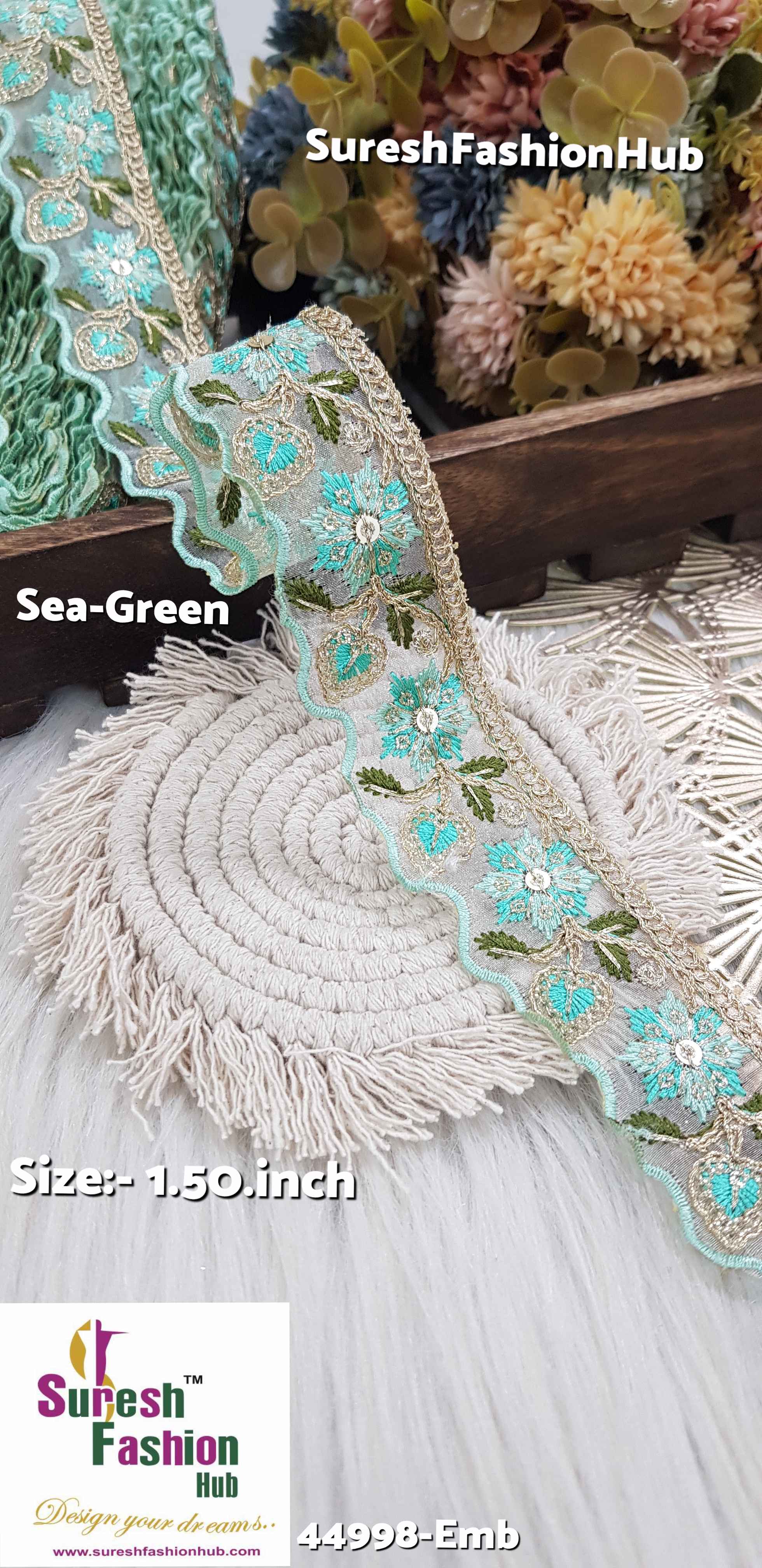 Sea Green Ballet Blush Embroidery Border