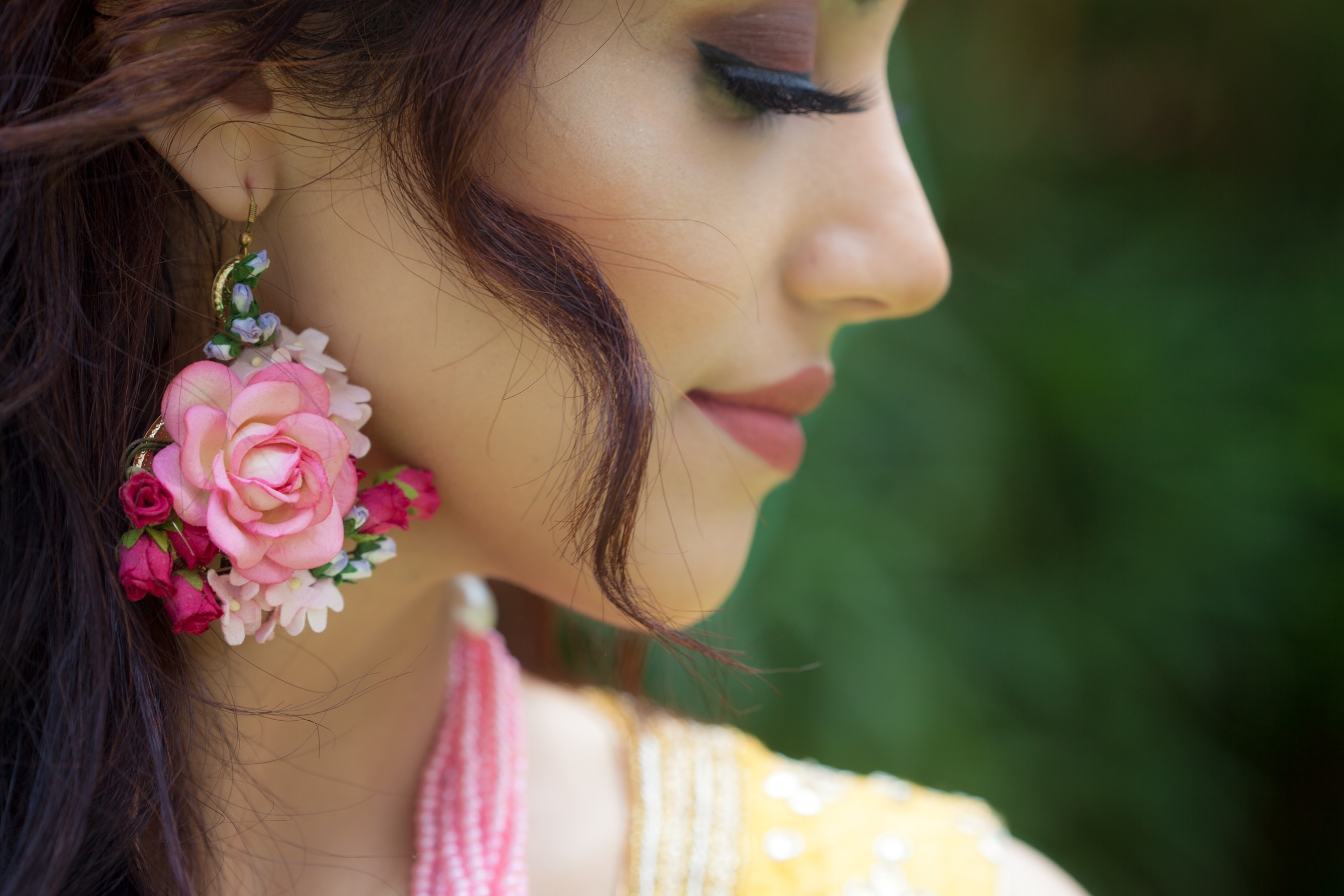 Floral art | Pink Shaded Long Earings with Hook For Women undefined