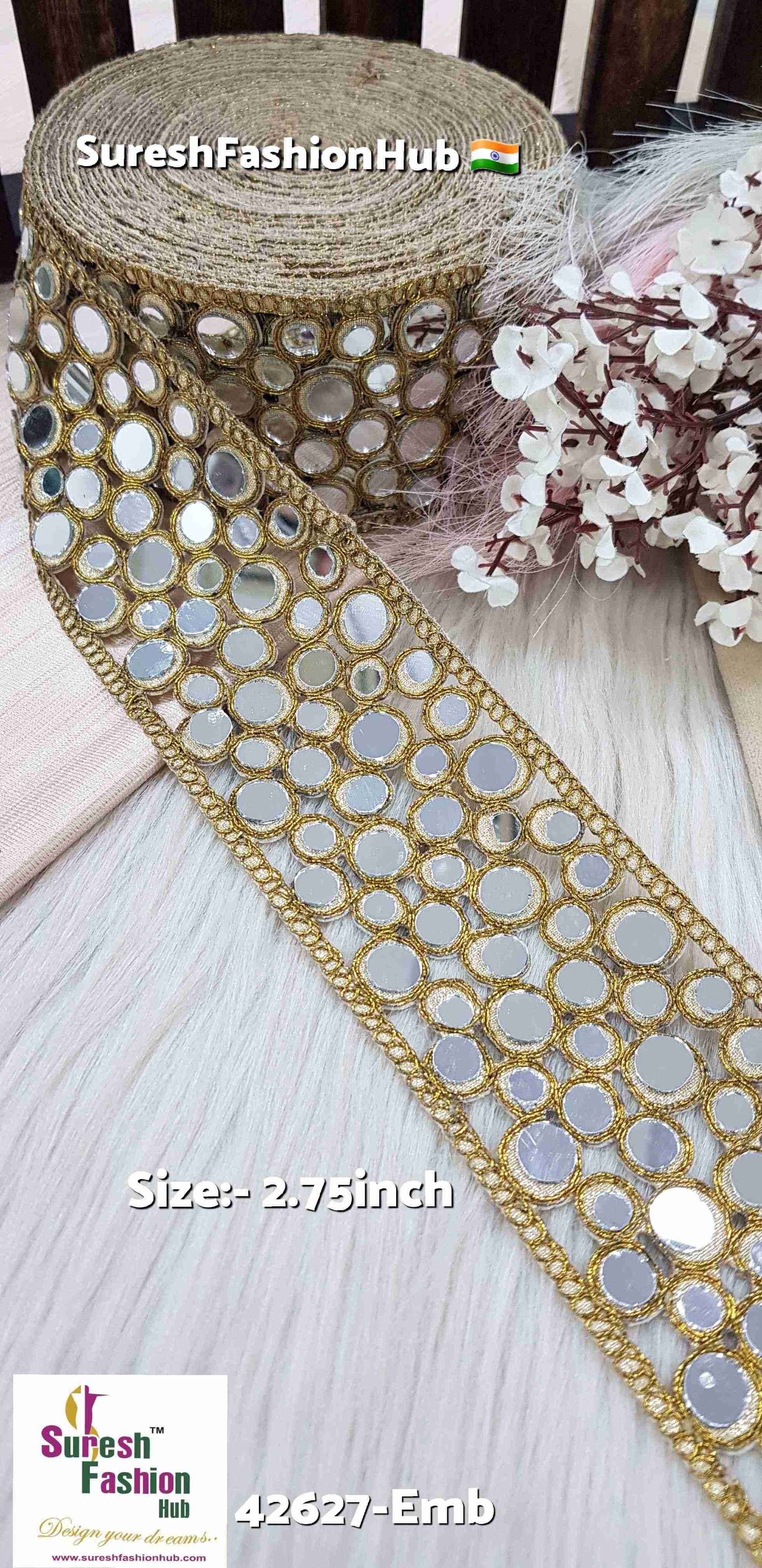 Matt Round Mirror Cutwork Lace